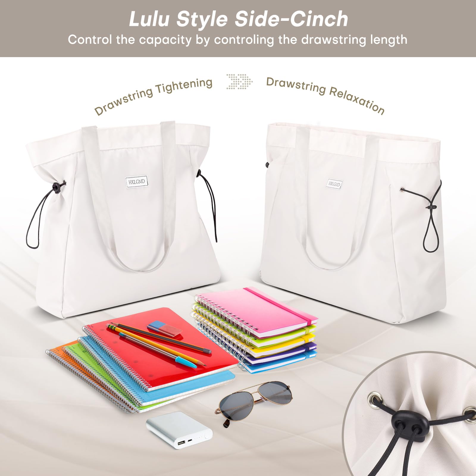Stylish Foldable Nylon Tote Bag for Women with Zipper - Large Waterproof Shoulder Bag & Top Handle Handbag - Perfect for Work, Travel, Shopping and Beach Outings