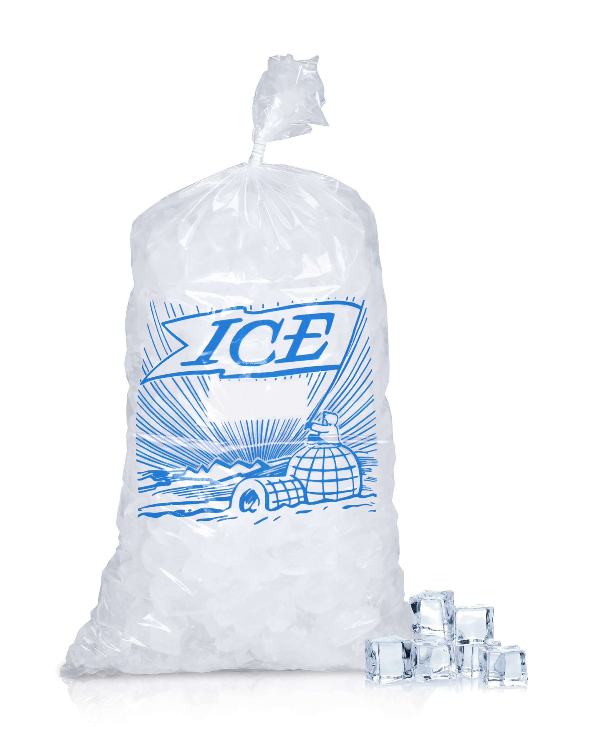 APQ 1000-Pack Printed Metallocene Ice Bags 9x3x21 Inches | Gusseted Polyethylene Expandable Bags 10 lb Capacity | 1.20 Mil Thick | Ideal for Food Storage, Medical Supplies & Industrial Packaging | Perfect for Restaurants, Hospitals & Warehouses