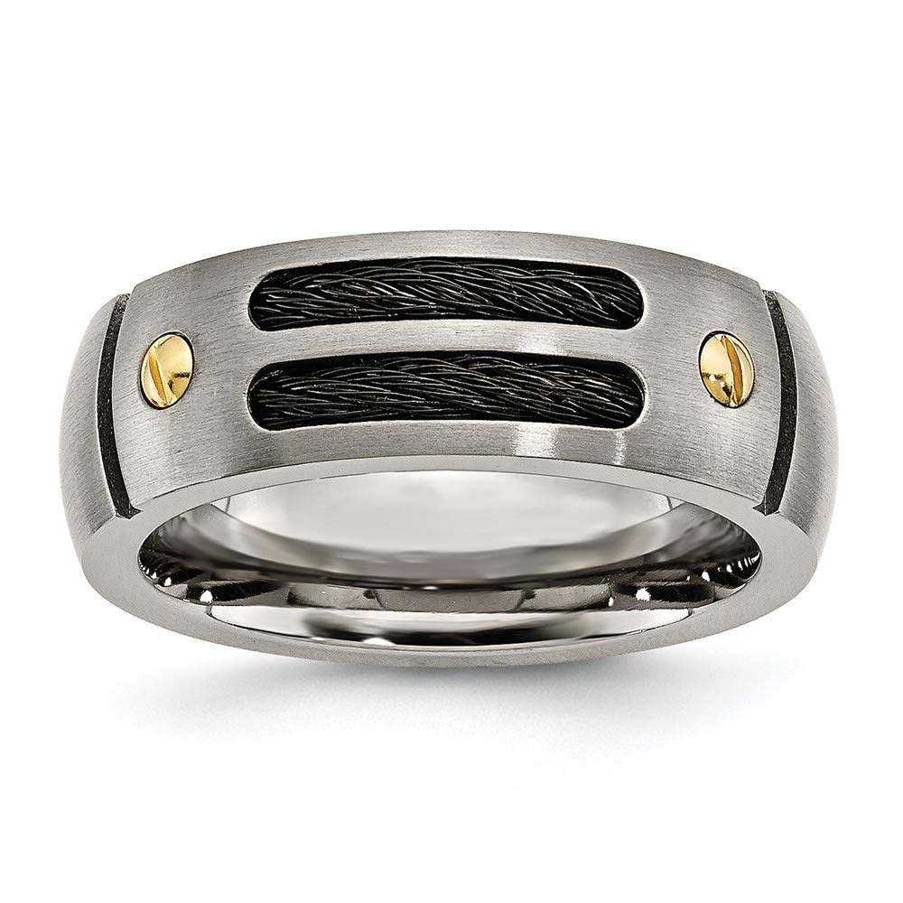 ICE CARATS Titanium Brushed Black & Gold Plated 8mm Wedding Band Ring - Size 6.50 | Elegant Fashion Jewelry for Women | Perfect Anniversary Gift, Engagement Ring & Special Occasion Present