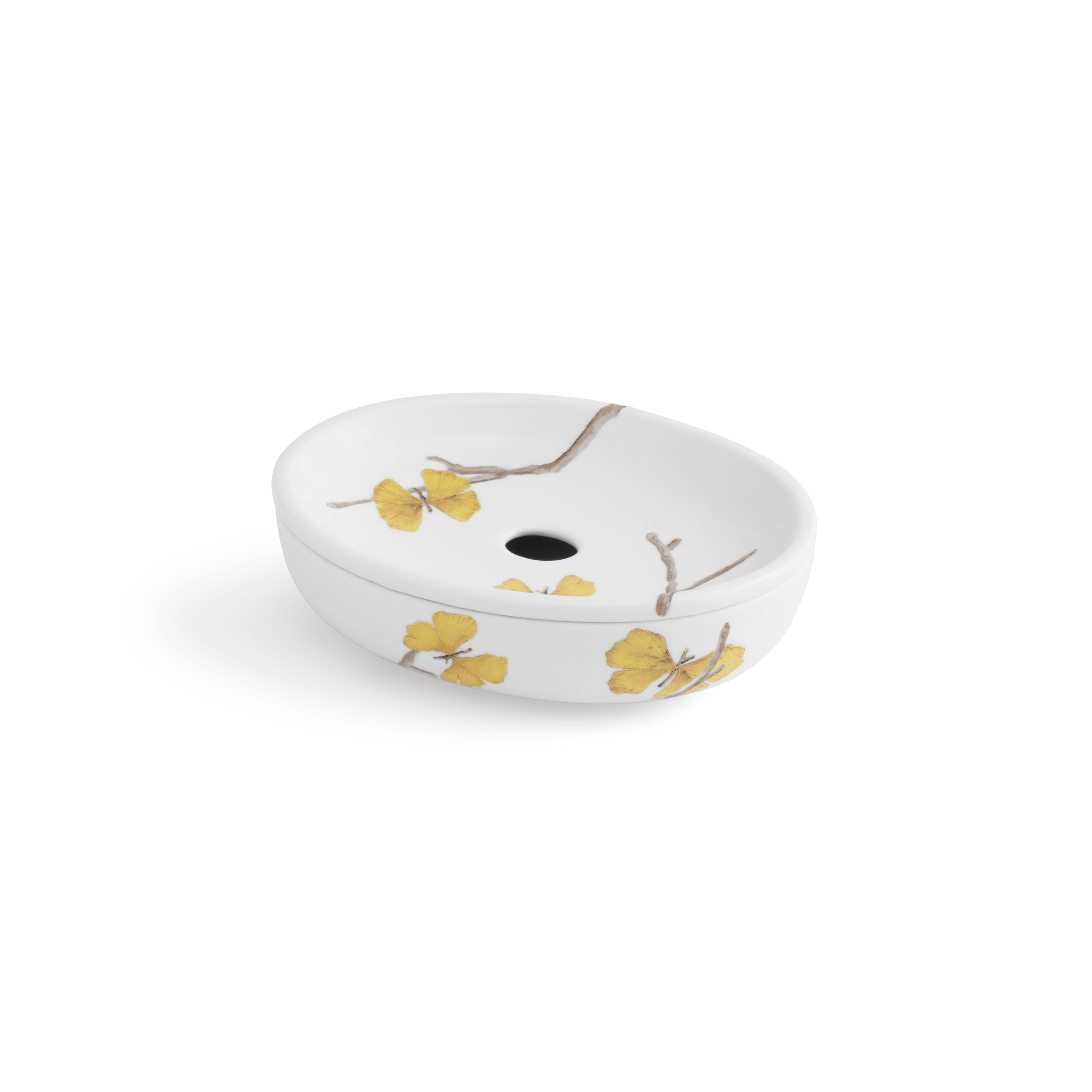 Butterfly Ginkgo Porcelain Bathroom Set - Elegant Soap Dish, Toothbrush Holder & Tumbler for Spa-Like Luxury at Home