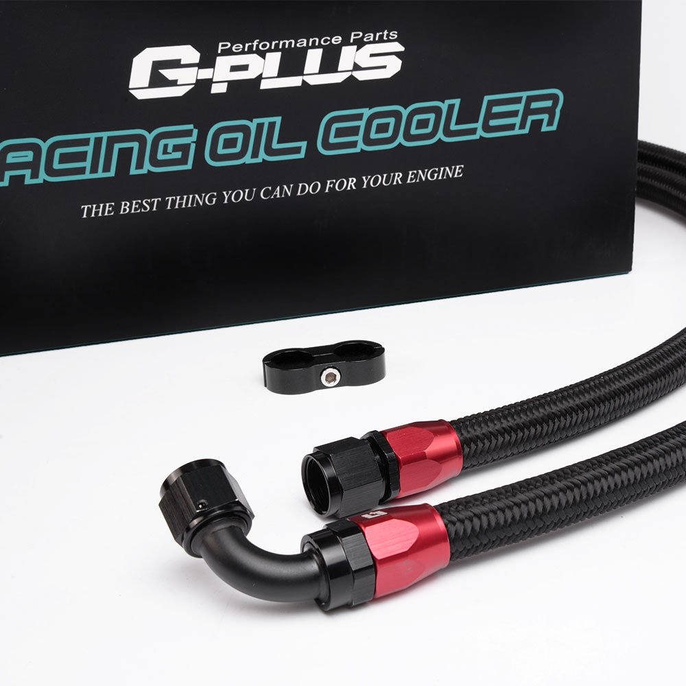 G-PLUS Universal 15 Row AN10 Engine Transmission Oil Cooler Kit with Oil Filter Relocation - High Performance Cooling for Racing, Towing & Off-Road Vehicles