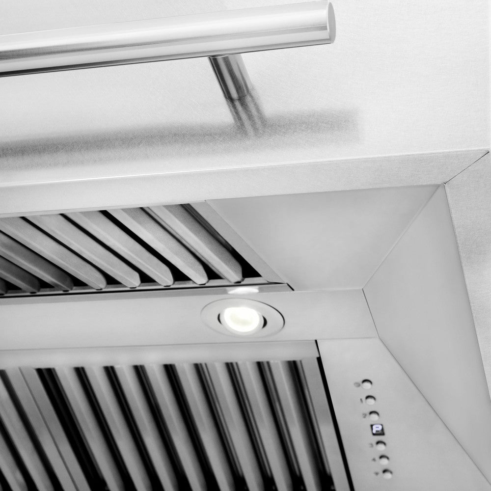 ZLINE 48-Inch Stainless Steel Wall Mount Range Hood with Satin Finish & Stainless Steel Handle (8654SNX 48) - Powerful Kitchen Ventilation for Gas Stoves & Cooking Areas