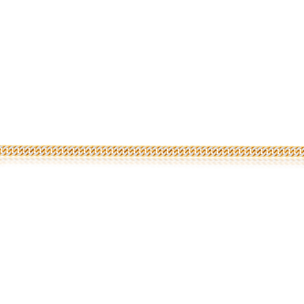 9ct Silver Filled Yellow & White Gold Double Curb Chain 50cm - Elegant Unisex Necklace for Everyday Wear, Gifts & Special Occasions