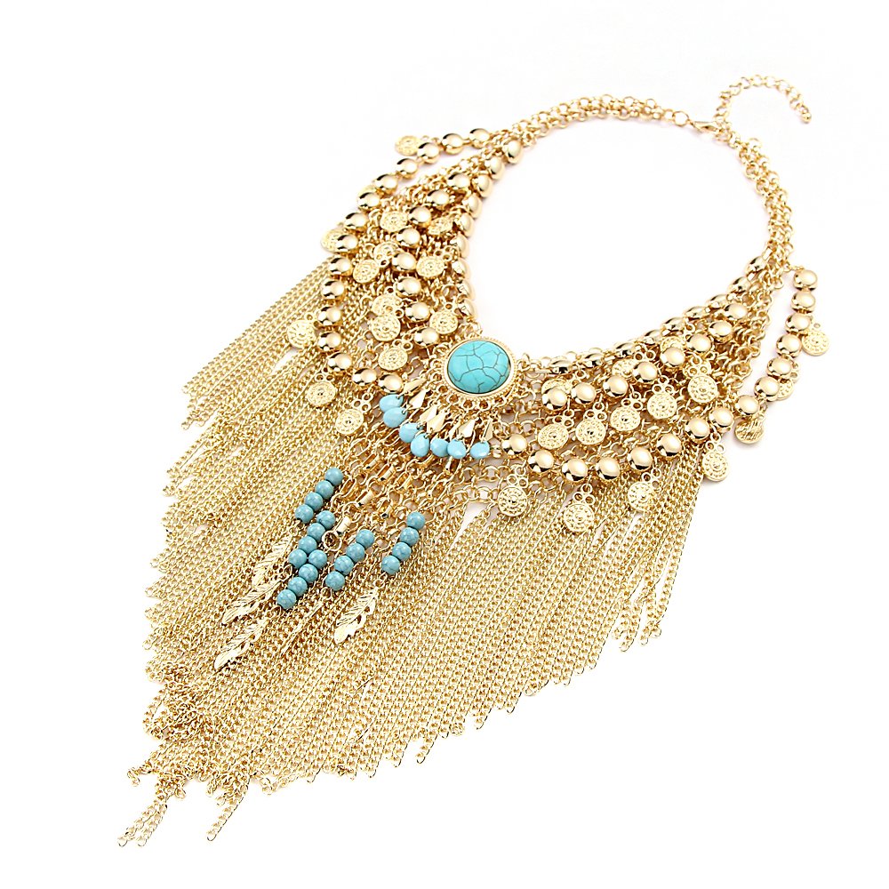Boho Statement Tassel Pendant Necklace for Women - Elegant Layering Chain Jewelry with Beaded Details | Perfect for Casual Outfits, Festivals, and Boho Chic Style