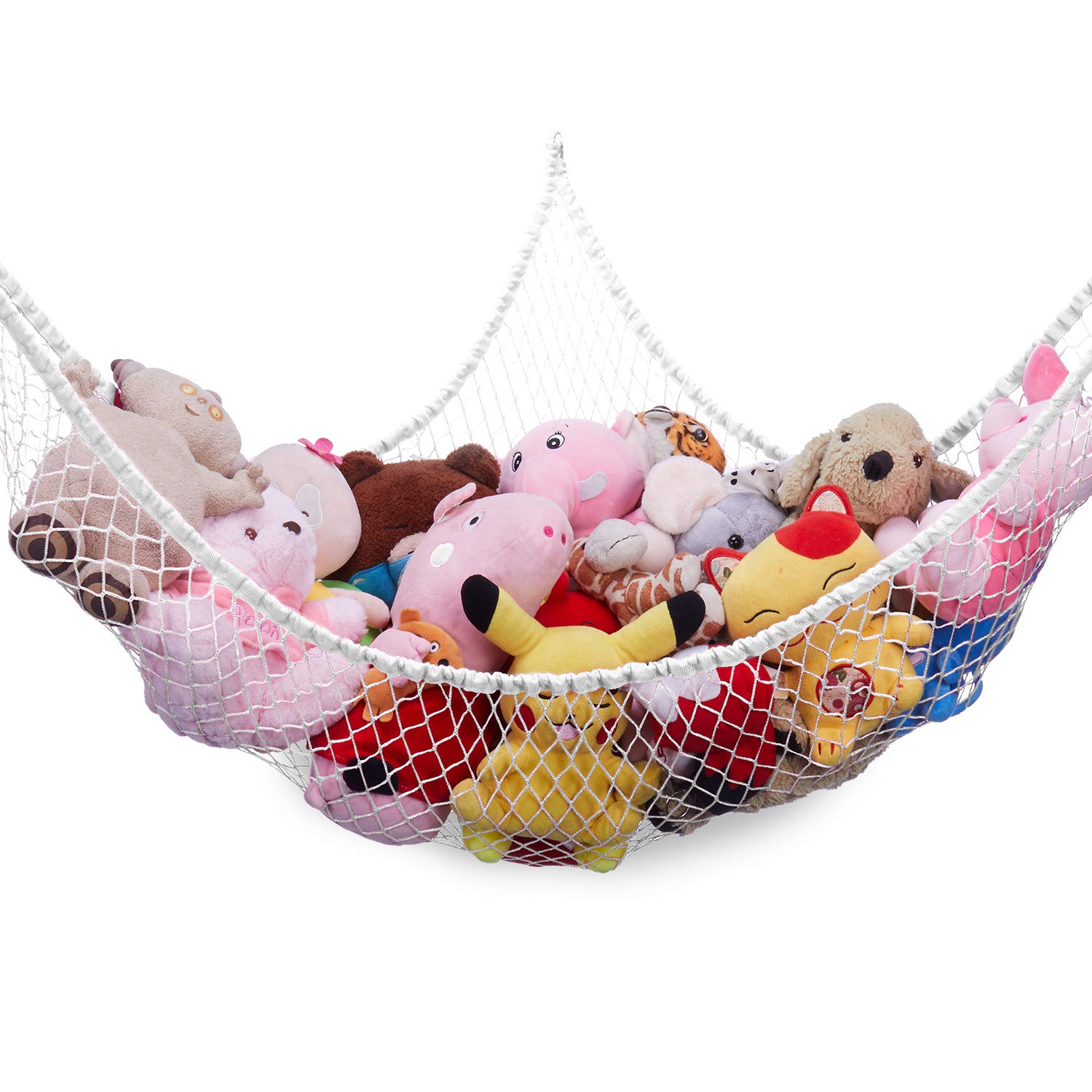 **LXUNYI Stuffed Animal Hammock - Large 84 Inch Mesh Toy Storage Net Organizer for Kids' Bedroom, Wall Corner & Nursery - White - Perfect for Organizing Plush Toys, Stuffed Animals & Baby Accessories**