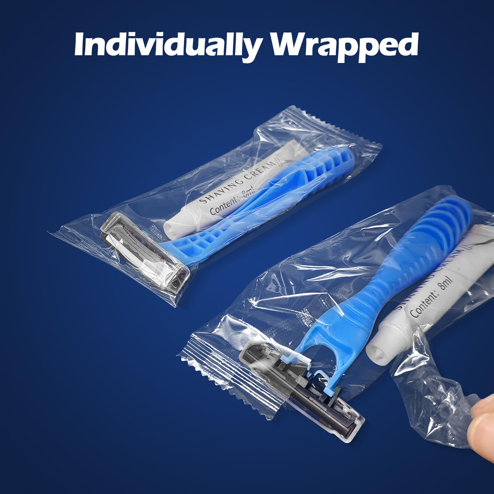 100-Pack Kheoxusa Triple Blade Disposable Razors - Individually Wrapped for Hygiene - Light Blue Travel Razors for Men & Women - Perfect for Travel, Airbnb, Gyms, Hotels, Shelters and On-The-Go Shaving