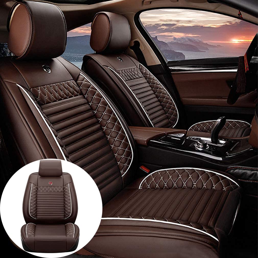 Maidao Custom Car Seat Covers for Toyota Tundra 2000-2021 - All Weather, Airbag Compatible, Waterproof Leatherette Front Seat Protectors (2-Piece Set) - Perfect for Daily Commuting, Road Trips & Off-Road Adventures