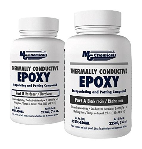 MG Chemicals 832TC-450ML Thermally Conductive Epoxy Adhesive - 2 Part Black Liquid (16 Oz) for Electronics, LED Heat Sinks & Circuit Board Repairs