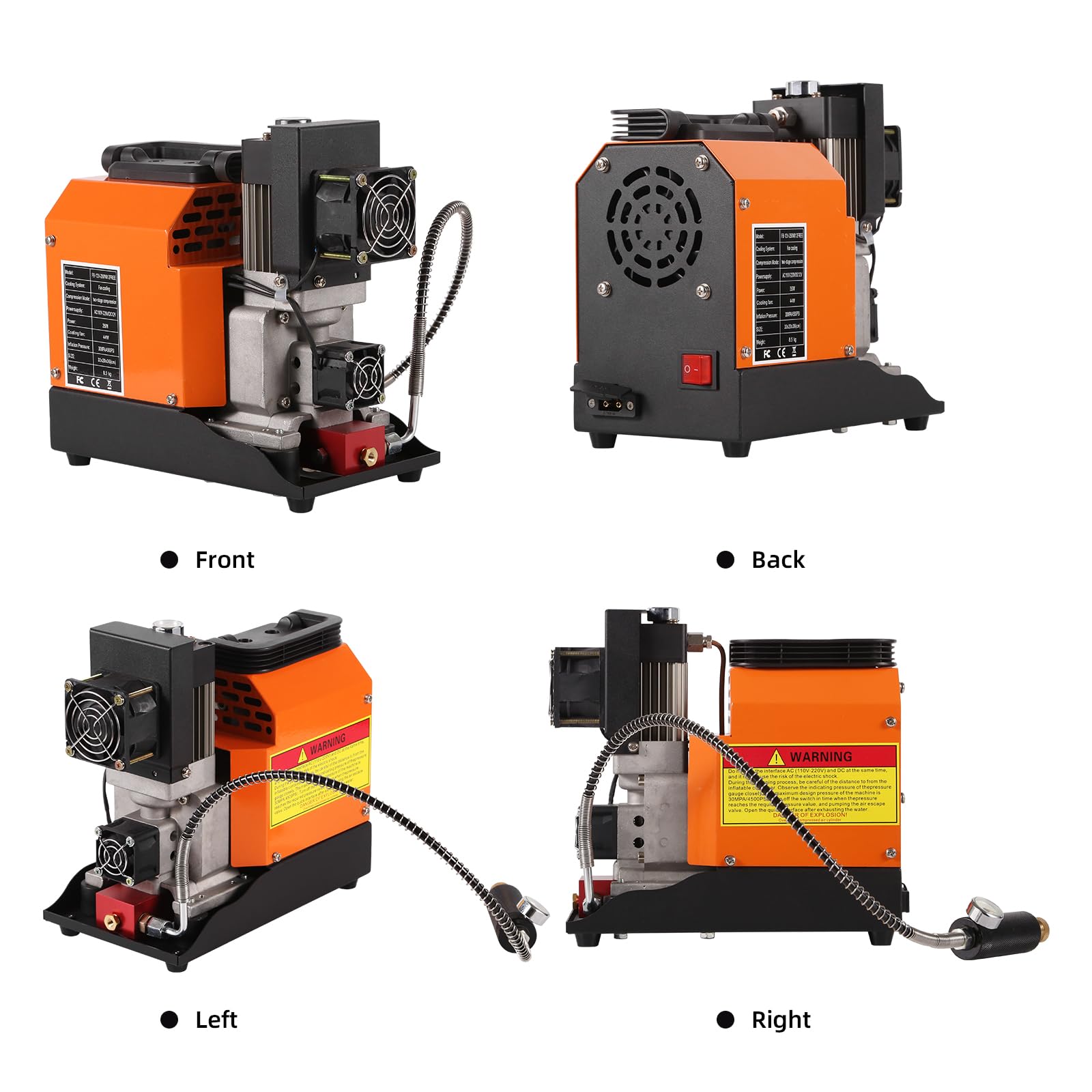 4500PSI High Pressure PCP Air Compressor - 12V DC & 110V AC Dual Power with Built-in Converter | Oil-Free Water-Free HPA Compressor for Paintball Guns, Air Rifles, Scuba Tanks | Portable Airgun Charger for Hunting, Shooting Sports & Outdoor Activities