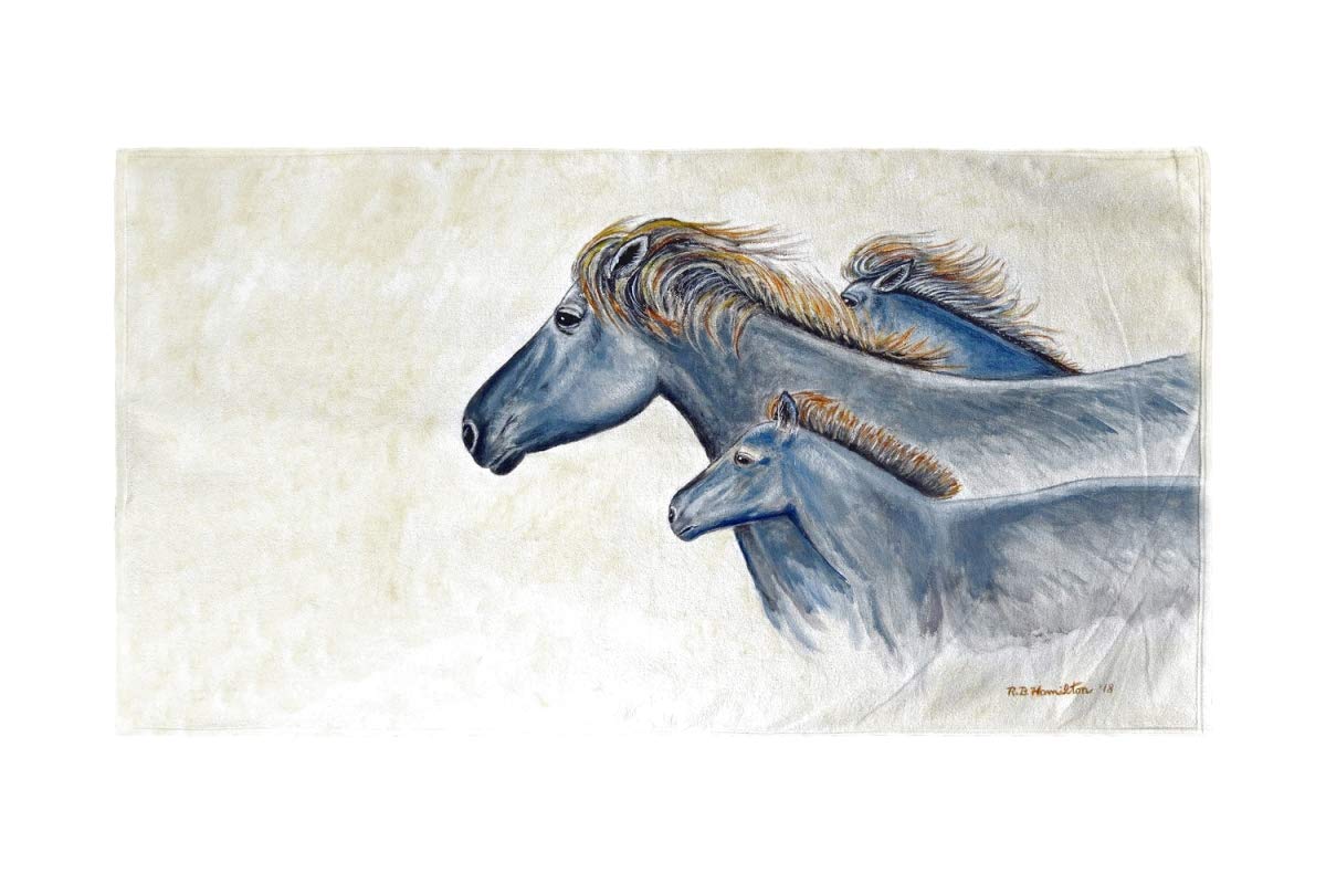 Betsy Drake Wild Horses Beach Towel - Extra Large Soft Absorbent Quick Dry Towel for Pool, Beach, Yoga & Outdoor Activities
