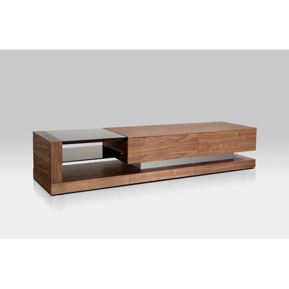 Benjara Benzara Solid Wood TV Stand with 2 Spacious Drawers - Rustic Brown Media Console for Living Room, Bedroom & Home Theater Setup