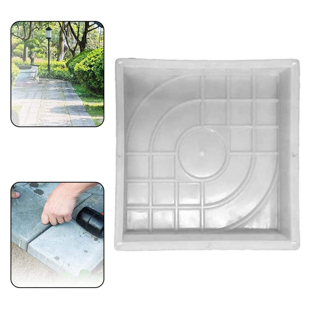 DIY Plastic Brick Stone Concrete Molds - Reusable Walk Path Maker & Garden Paver Mold for Outdoor Patio, Driveway & Landscape Design (White)