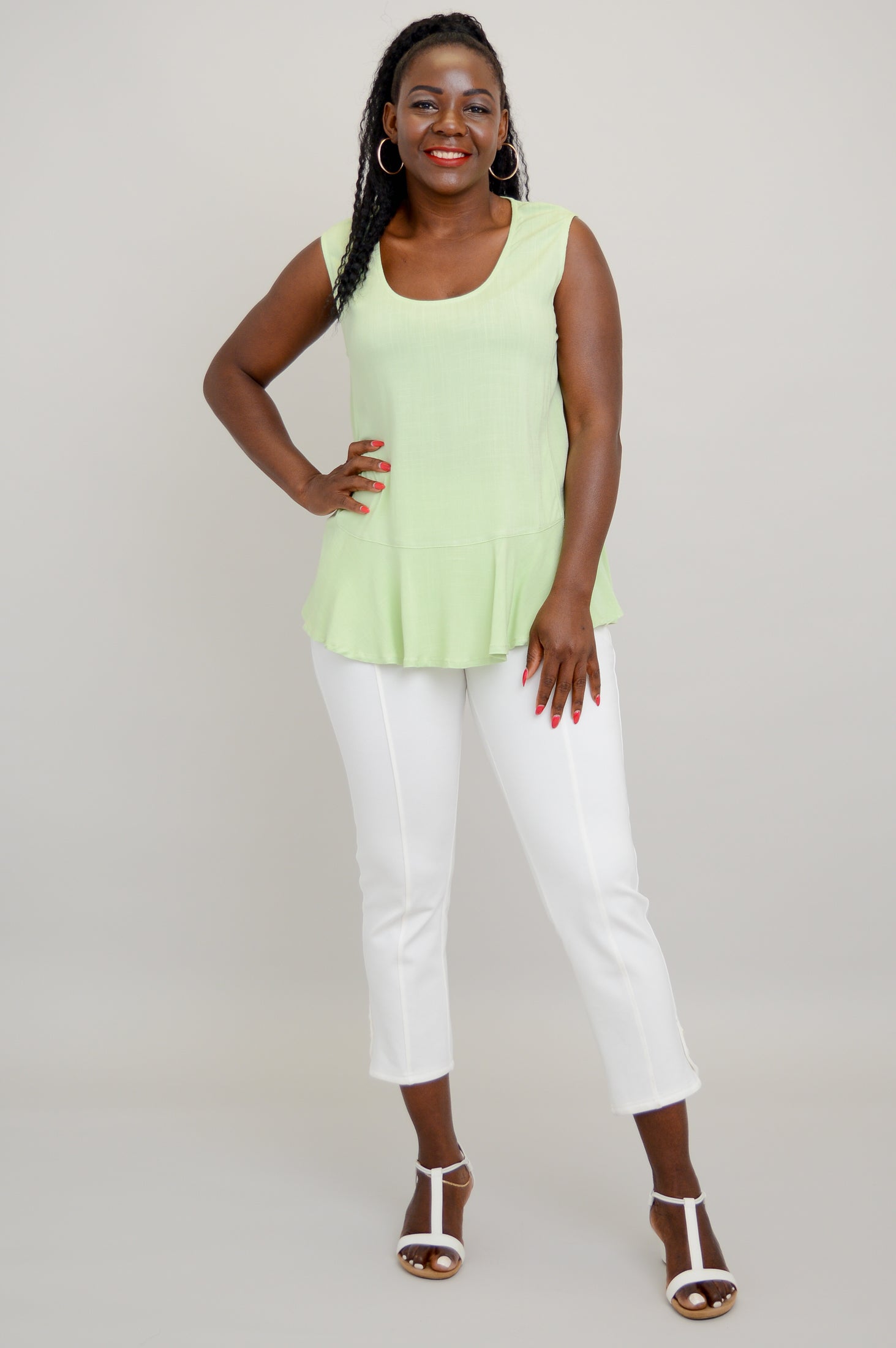 Ginny Tank Top - Sage Green Linen Bamboo Blend Women's Casual Shirt | Perfect for Summer Outfits, Beachwear & Layering