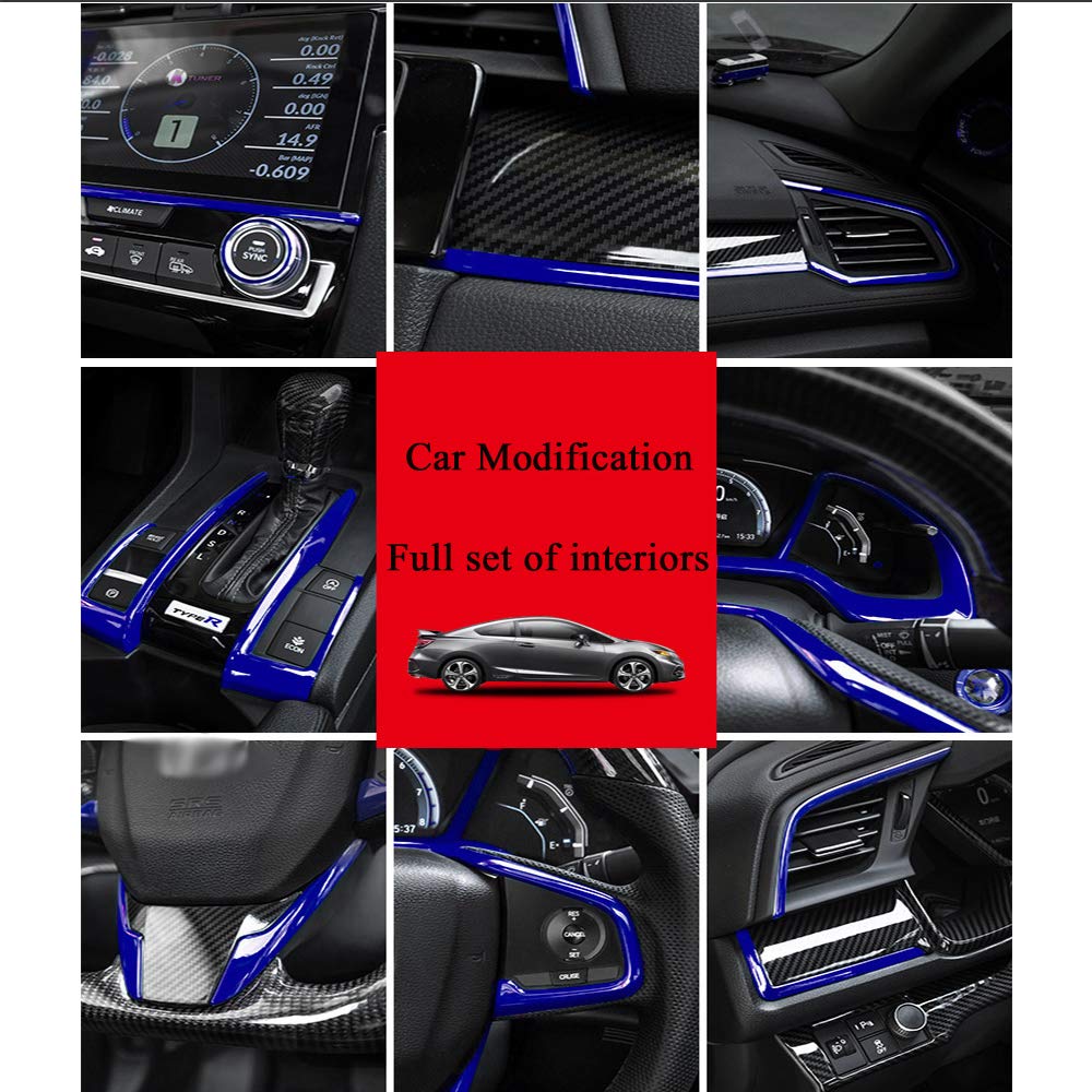 Carbon Fiber & ABS Plastic Gear Shift Panel Trim Cover for 2016-2021 Honda Civic 10th Gen - Automatic Transmission Interior Upgrade (Blue) | Enhance Your Car's Style & Driving Experience