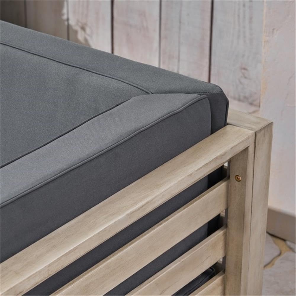 Noble House Oana Outdoor Acacia Wood Sofa with Weather-Resistant Cushions in Gray/Dark Gray - Perfect for Patio, Garden, and Poolside Relaxation