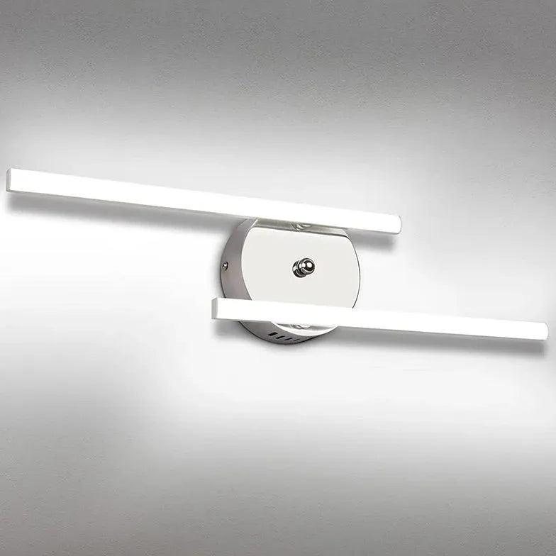 Modern Double LED Linear Bathroom Wall Lights - Waterproof Vanity Mirror Lighting for Bathroom, Shower, Makeup Area - Energy Efficient Dimmable Bathroom Sconce (Brushed Nickel)