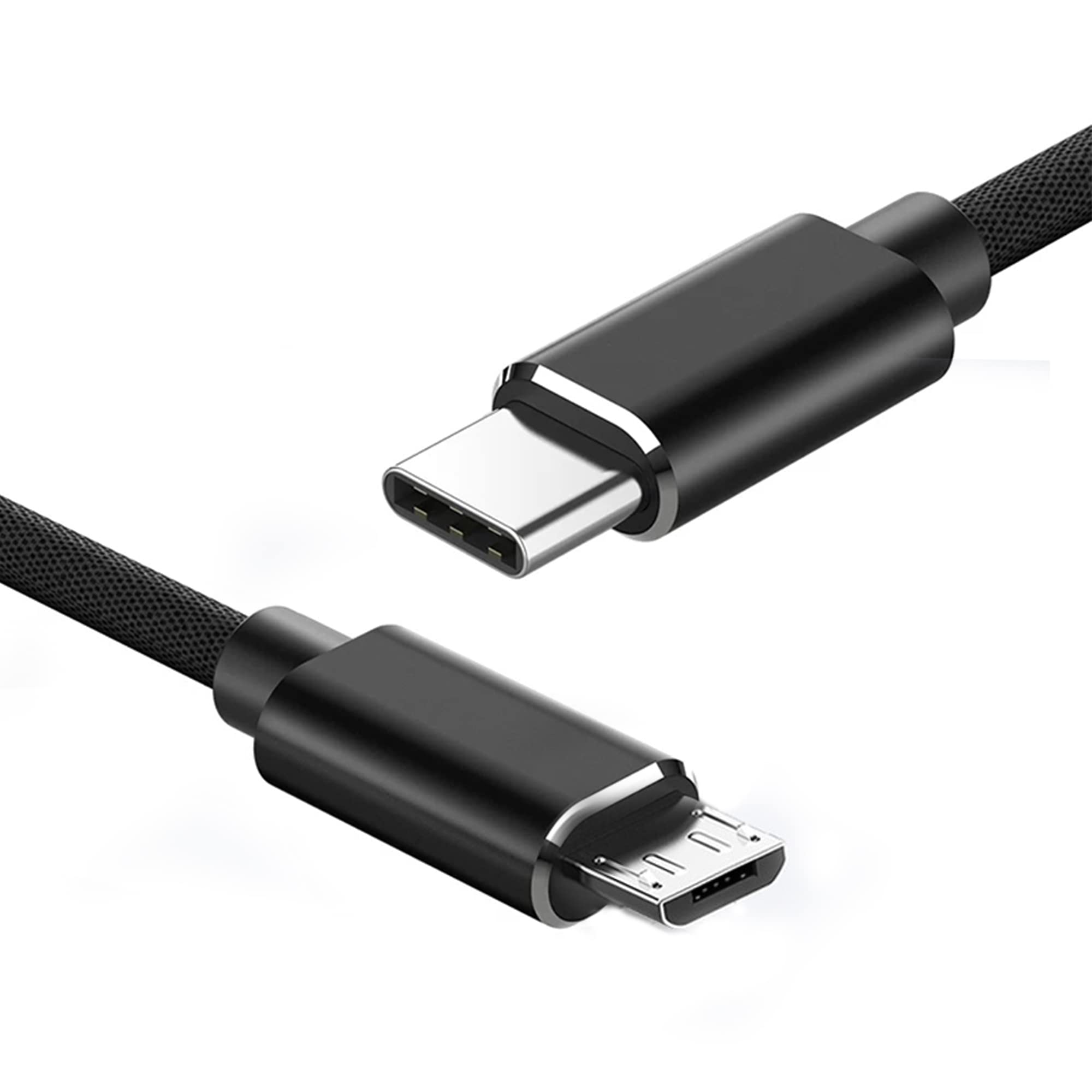 3FT USB-C to Micro USB Cable - Braided Nylon USB 2.0 Type C to Micro B 5 Pin Charging Cord - Fast Charging & Data Sync - OTG Compatible - Works with Samsung Galaxy S7/S6/J7/Note 5/Kindle - Perfect for Travel, Office & Home Charging