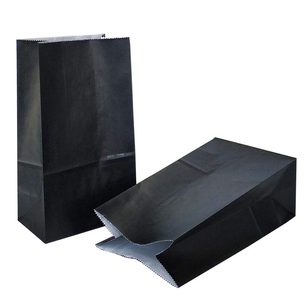 KEYYOOMY Small Black Paper Bags - 24 Pack (4.7x2.4x8.7 Inches) for Party Favors, Goodie Bags & Lunches | Eco-Friendly Gift Bags for Birthdays, Weddings & School Events