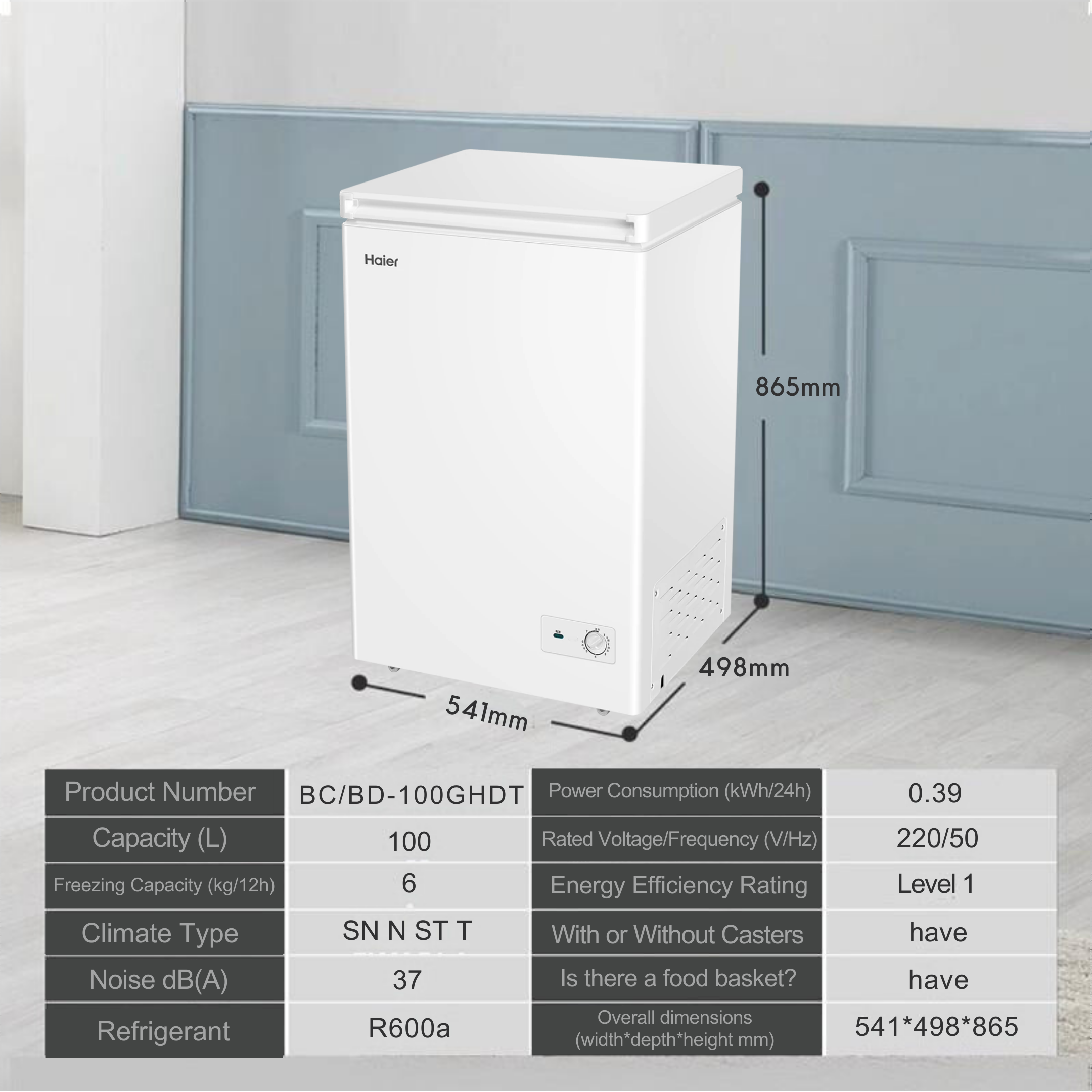 Haier Single Temperature Frost Reduction Chest Freezer - Compact Deep Freezer for Home, Garage & Basement - Energy Efficient Upright Freezer for Meat, Seafood & Frozen Food Storage
