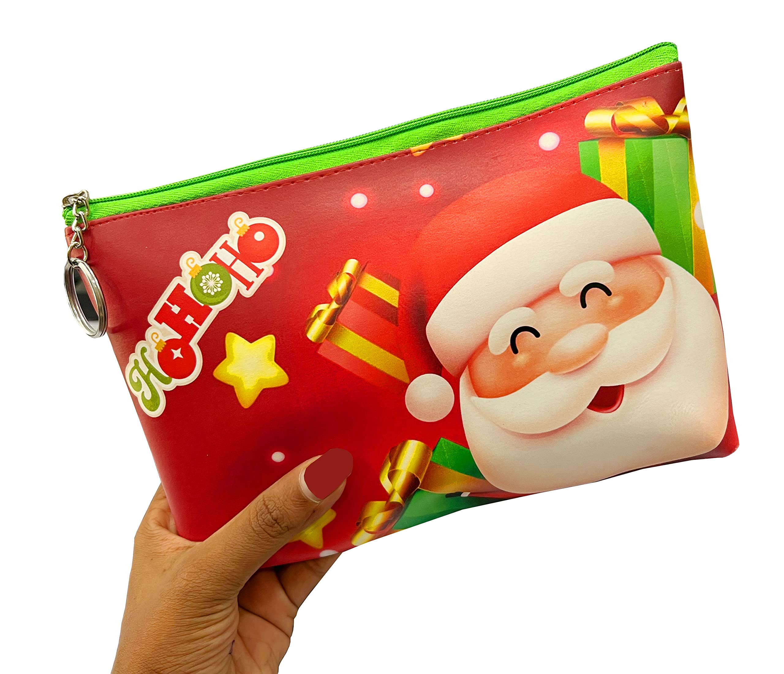 Neel® Large Capacity Santa Claus Themed Pencil Case for Kids - Waterproof Travel Pouch with Zipper Closure, Christmas & Birthday Gift for Girls & Boys (Red) - Perfect for School Supplies, Art Storage & Holiday Presents