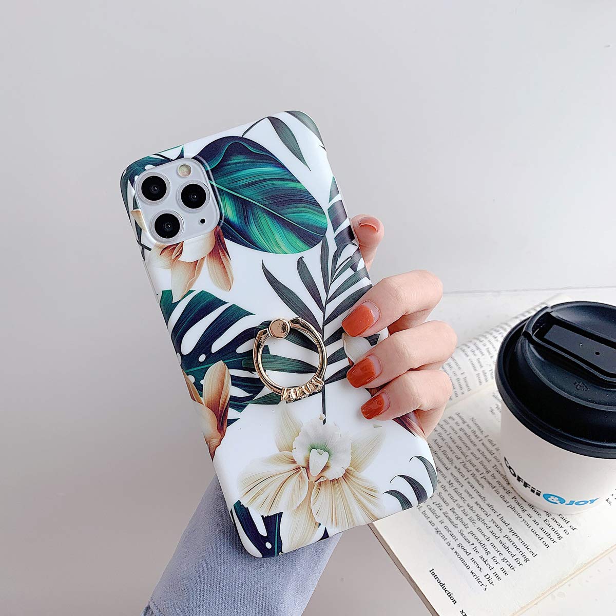 Qokey iPhone 11 Pro Max Case with 360° Rotating Ring Kickstand - Shockproof Soft TPU Cover for Men & Women (6.5