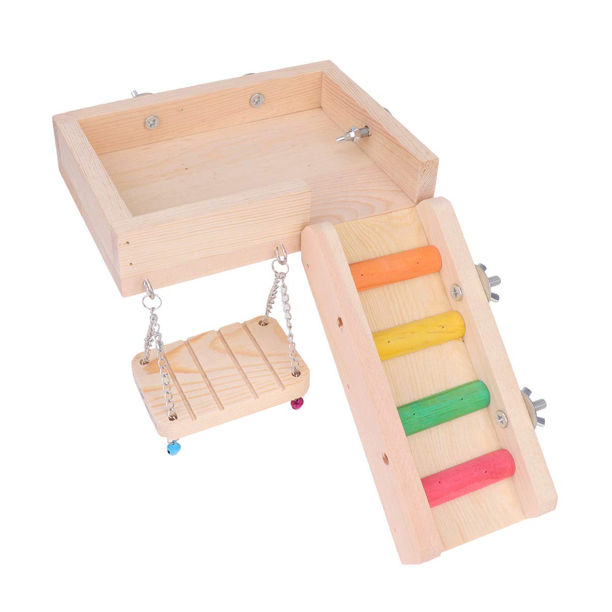 Balacoo 1 Set Parrot Toys - Chewable Swing, Ladder & Play Set for Birds - Durable Pet Accessories for Parakeets, Cockatiels & Small Birds - Perfect for Cage Enrichment & Playtime