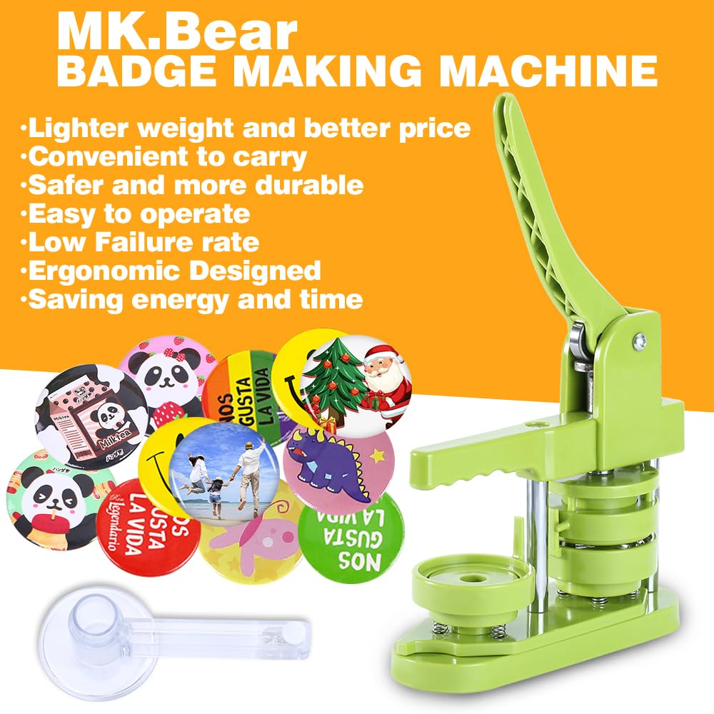 58mm (2.25 inch) DIY Button Maker Machine - No Installation Required, Includes 100pcs Button Supplies, Circle Cutter & Magic Book - Perfect for Custom Pins, Badges, Promotional Items & Craft Projects