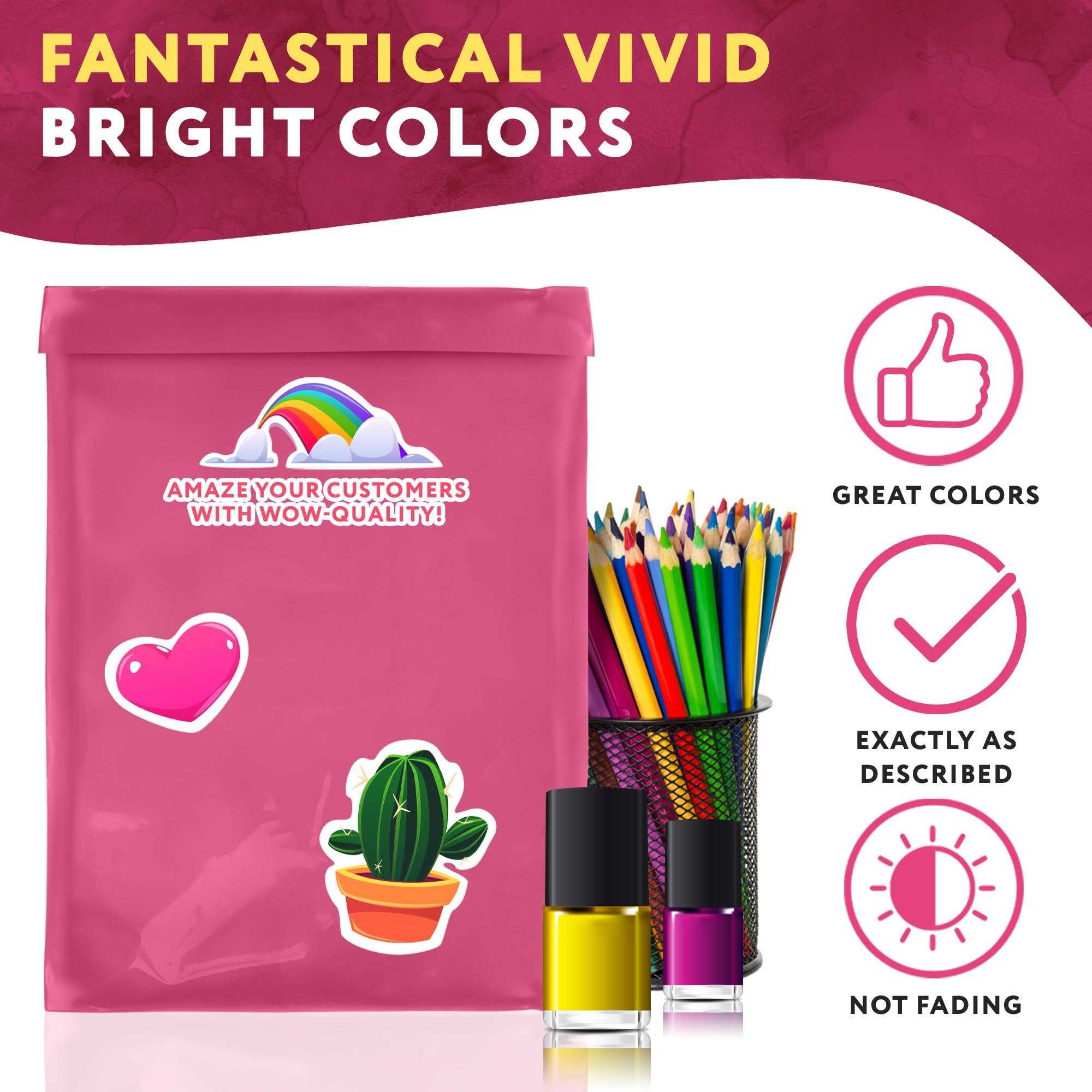 1000 Pack 6x9 Inch Hot Pink Poly Mailers - 2 Mil Self Sealing Polyethylene Shipping Envelopes for Clothing | Waterproof Mailing Bags for Ecommerce, Apparel & Small Business Shipping