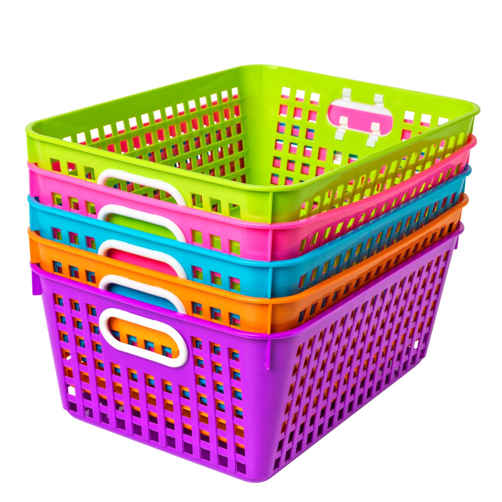 Really Good Stuff 164458PU Large Rectangle Book Basket - Single Storage Bin for Classroom, Library & Home Organization - Perfect for Books, Toys & Supplies