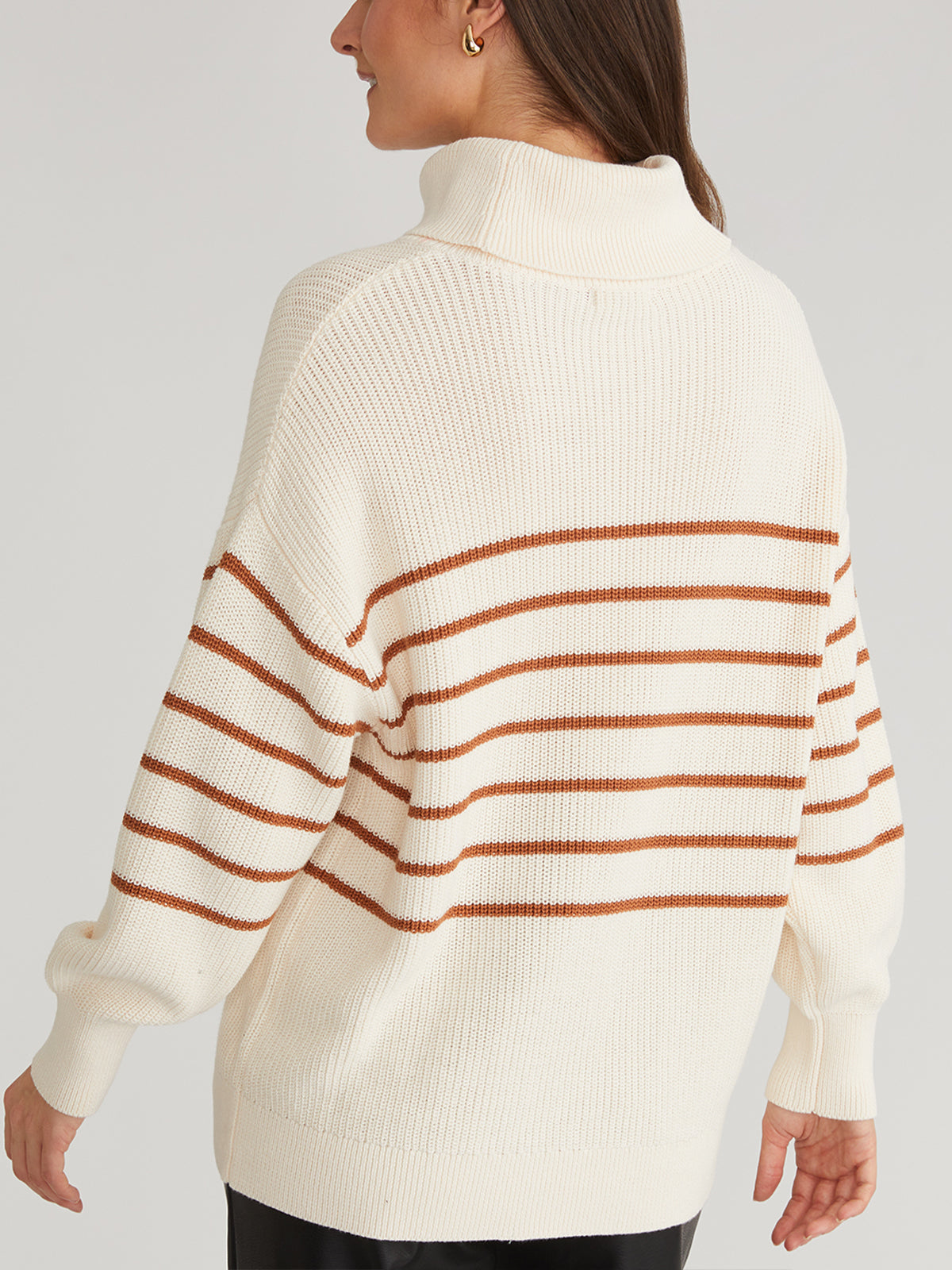 Elise: Oversized Striped Turtleneck Sweater for Women | Cozy Winter Pullover | Perfect for Office, Date Night & Casual Outings