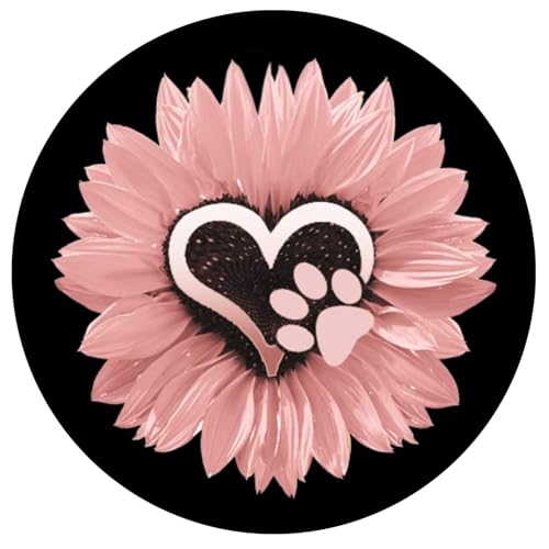 Dog Paw Print and Pink Sunflowers