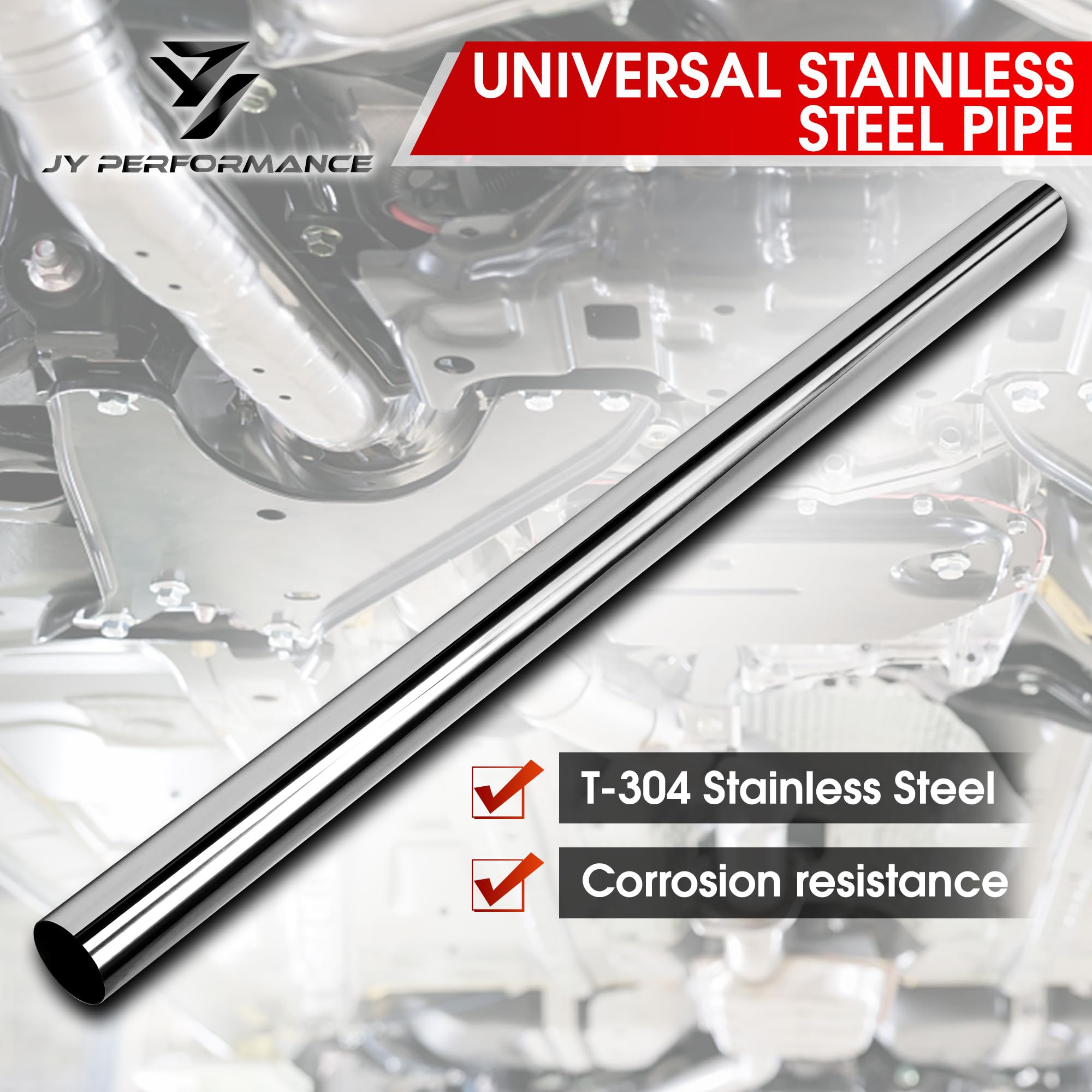JY PERFORMANCE 3 Inch Straight Exhaust Pipe - Universal Custom Exhaust System T304 Stainless Steel Tubing (47.3