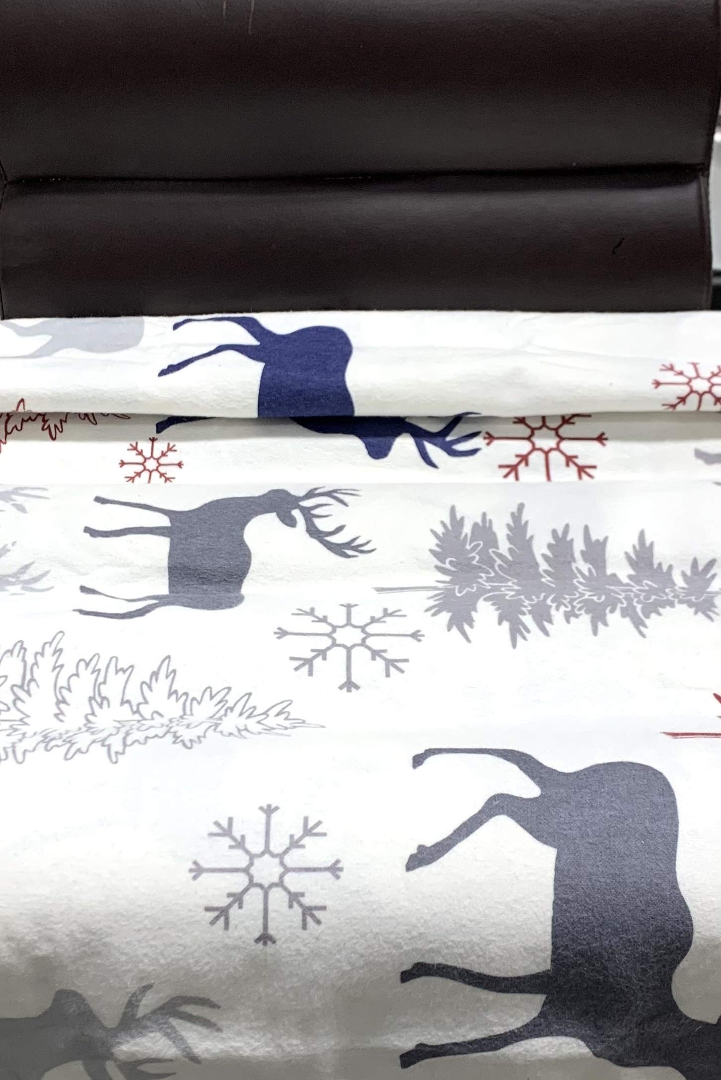 Royal Tradition Heavyweight Flannel King Size 4-Piece Bed Sheet Set - 100% Cotton, 170 GSM, Christmas Deer Print - Cozy Winter Bedding for Holiday Decor & Cold Weather Comfort