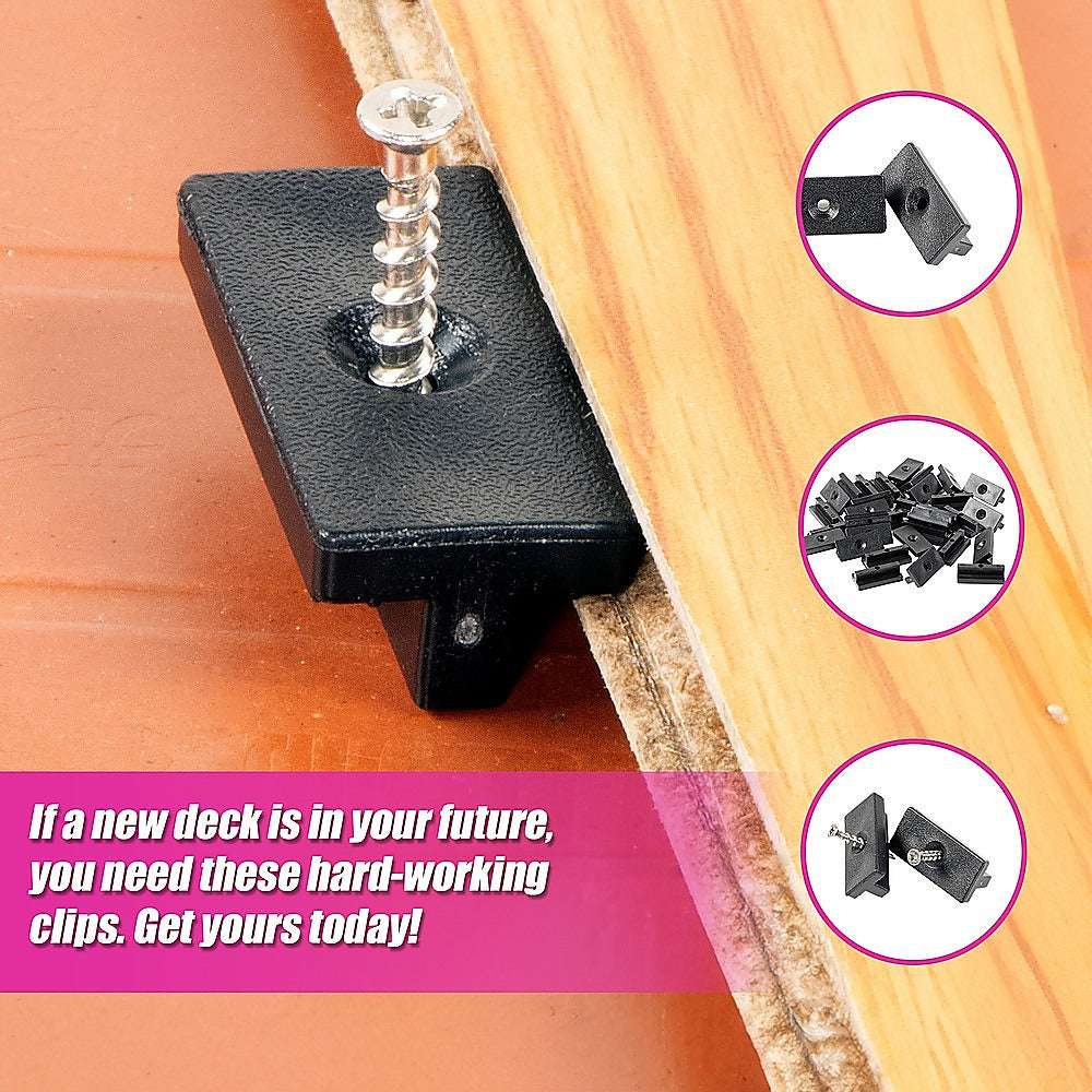 100-Pack Composite Decking Hidden Fasteners - Durable Plastic T-Clips & Screws for Secure Deck Installation | Perfect for Outdoor Patio, Porch & Backyard Decking Projects