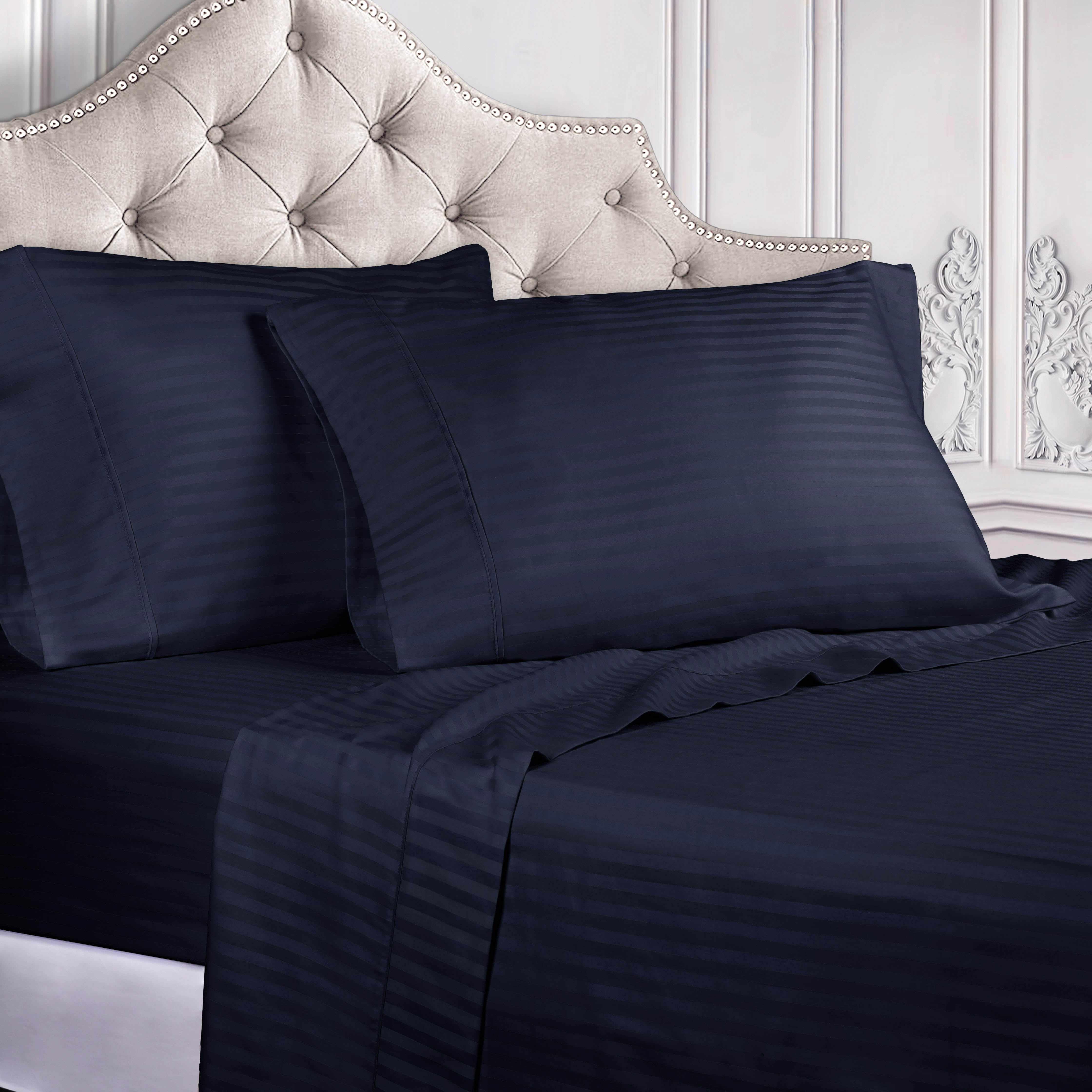 Premium Egyptian Cotton 300 Thread Count Sheet Set - Deep Pocket Fitted, Flat & Pillowcases - Soft Luxury Bedding for Master Bedroom or Guest Room