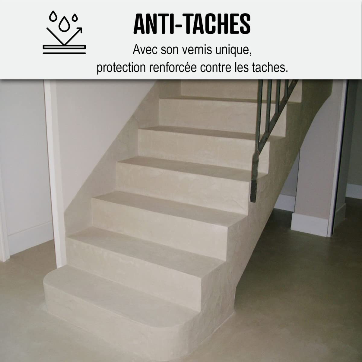 Polished Concrete Stair Kit - Complete Set for 2 m² (2 Layers) - Gray Black Aronia - ARCANE INDUSTRIES | DIY Home Renovation & Modern Staircase Upgrade