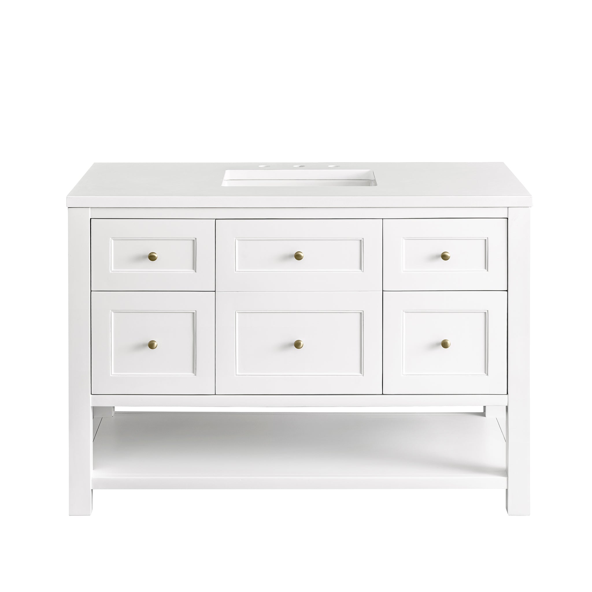 Breckenridge 48 Inch Single Bathroom Vanity Set with White Zeus 3CM Thick Countertop - Bright White Finish for Modern Bathroom Remodel & Home Upgrade