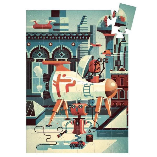 Djeco Bob The Robot Silhouette Puzzle - Wooden Educational Toy for Kids Ages 3-5 | Fun Learning Activity for Preschoolers & Toddlers | Perfect for Birthday Gifts & Classroom Playtime