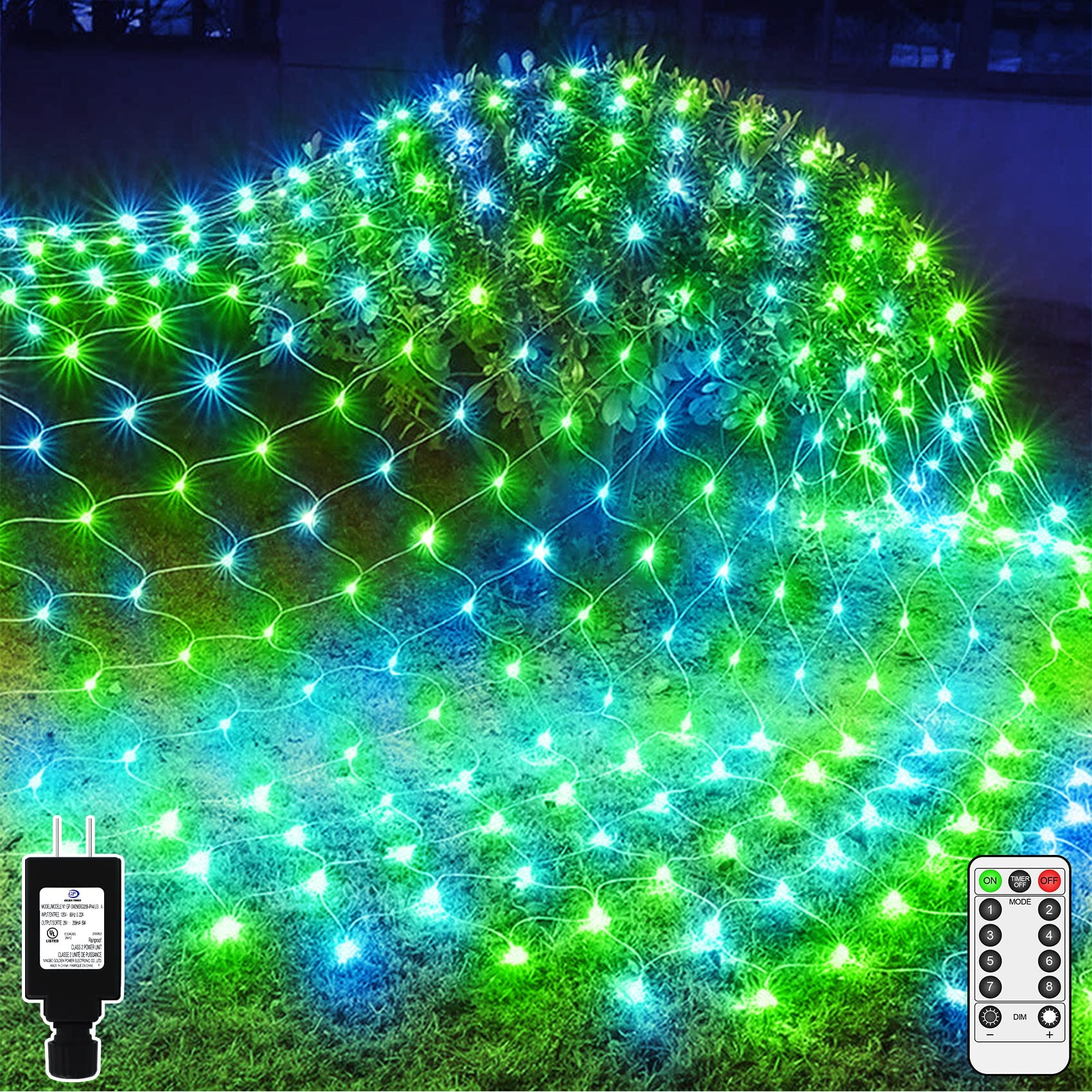 200 LED Christmas Net Lights Outdoor Waterproof - Connectable Mesh Lights for Bushes, Fence, Garden & Roof Decor - 8 Modes with Remote Control - Perfect for Holiday, Party & Home Decoration