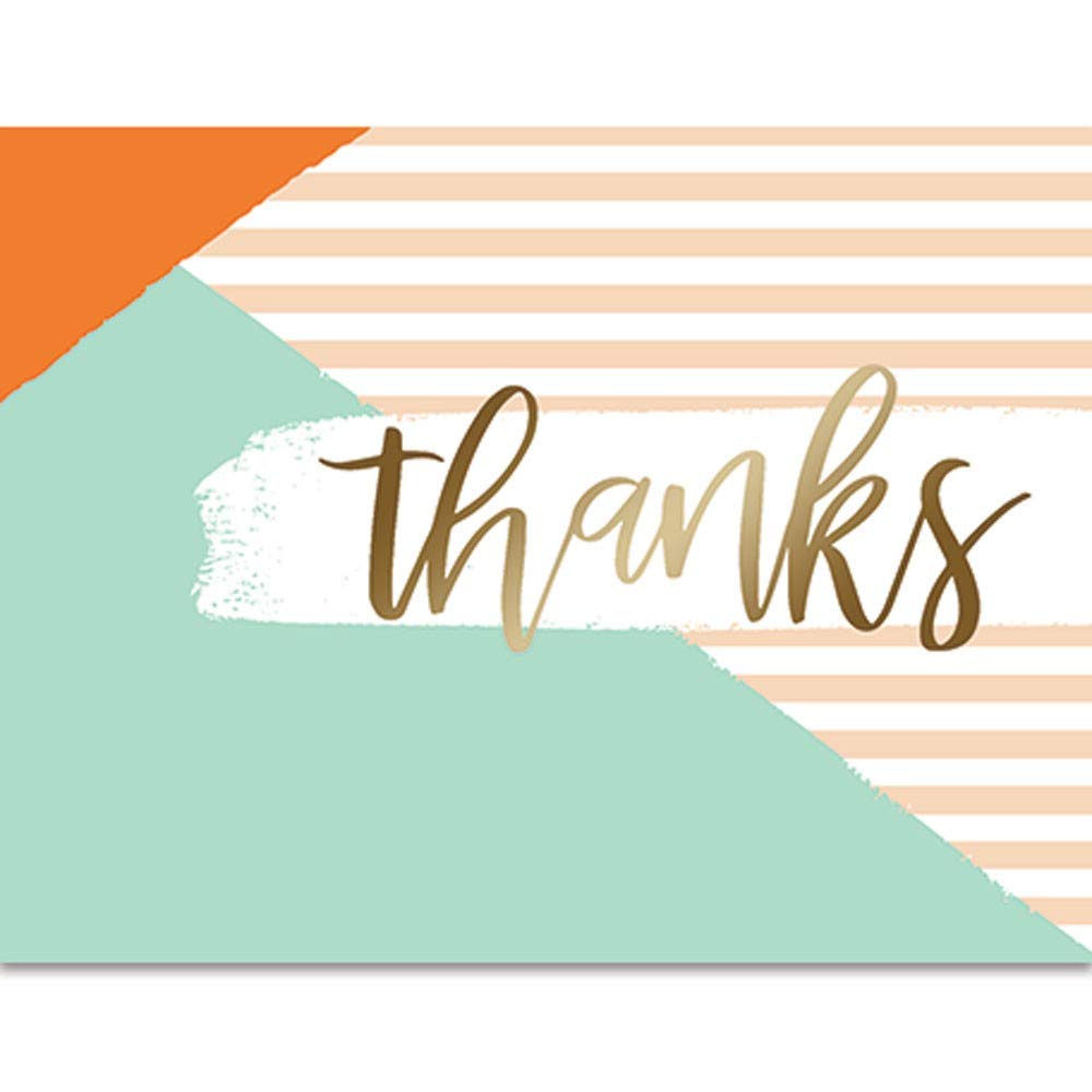 JAM PAPER Everyday Thank You Card Sets - Color Blocks & Stripes - 20 Cards & Envelopes - Perfect for Holidays, Birthdays, Weddings & Appreciation Gifts