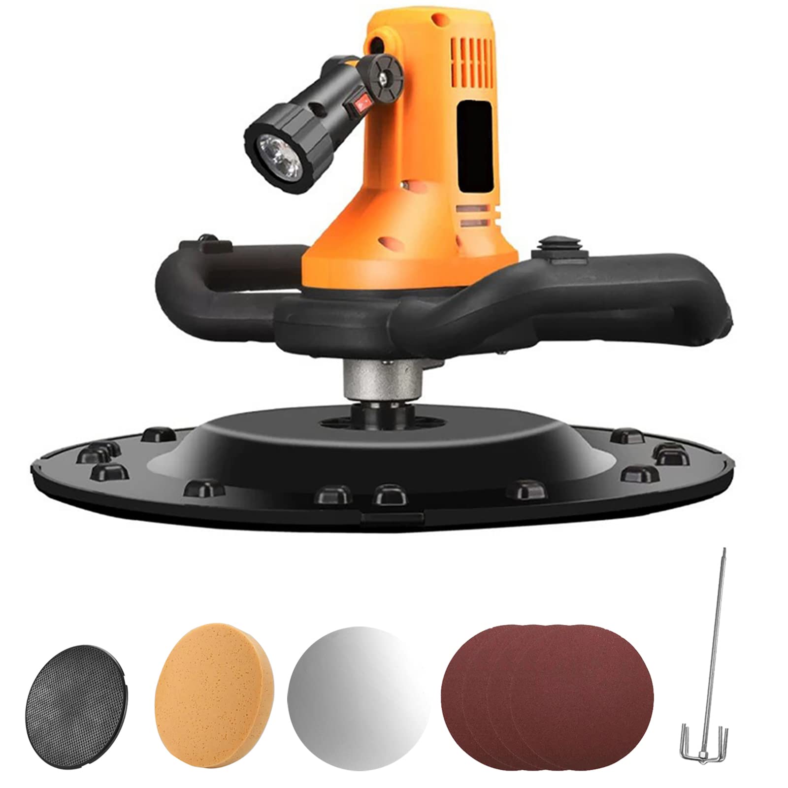 BLOSSS 1680W Handheld Drywall Sander with 80-210RPM Variable Speed, Wall Smoothing Machine, Concrete Mixer with Mixing Rod, Mortar & Cement Trowel with LED Light - Perfect for Drywall Repair, Wall Leveling, and DIY Home Renovation Projects