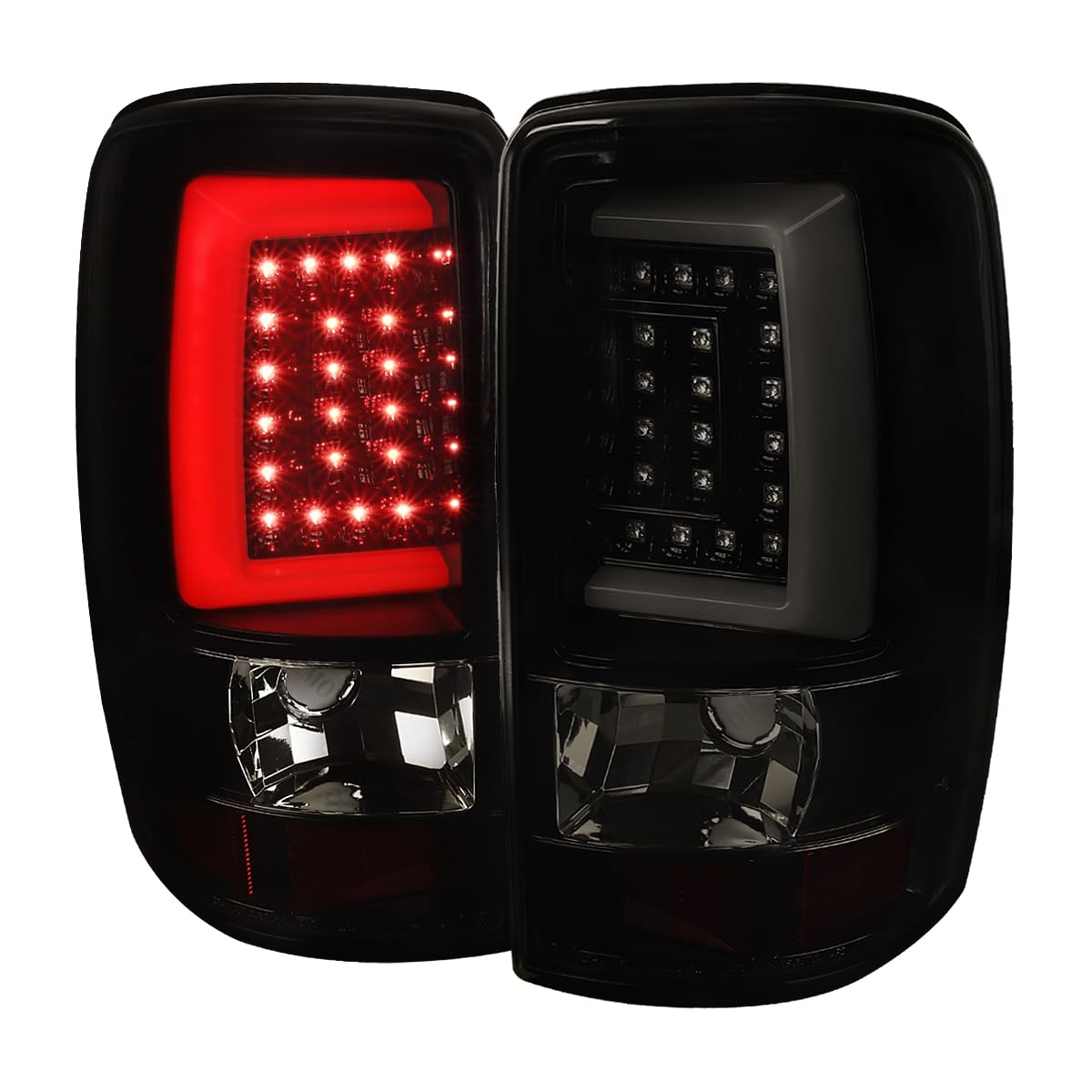 SPEC-D TUNING Glossy Black Smoke LED Tail Lights for 2000-2006 Chevy Suburban, Tahoe & GMC Yukon, Denali, XL - Left & Right Pair Assembly - Enhanced Visibility & Style for Night Driving & Off-Road Adventures