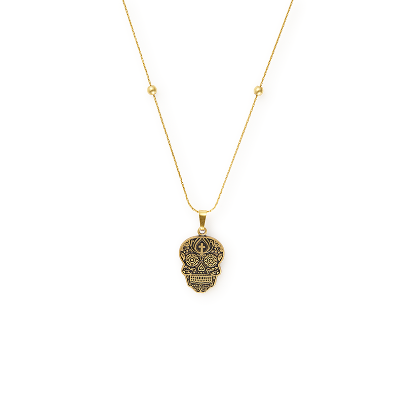 Calavera Expandable Adjustable Skull Necklace for Women - Gothic Punk Jewelry - Perfect for Halloween, Day of the Dead, and Costume Parties