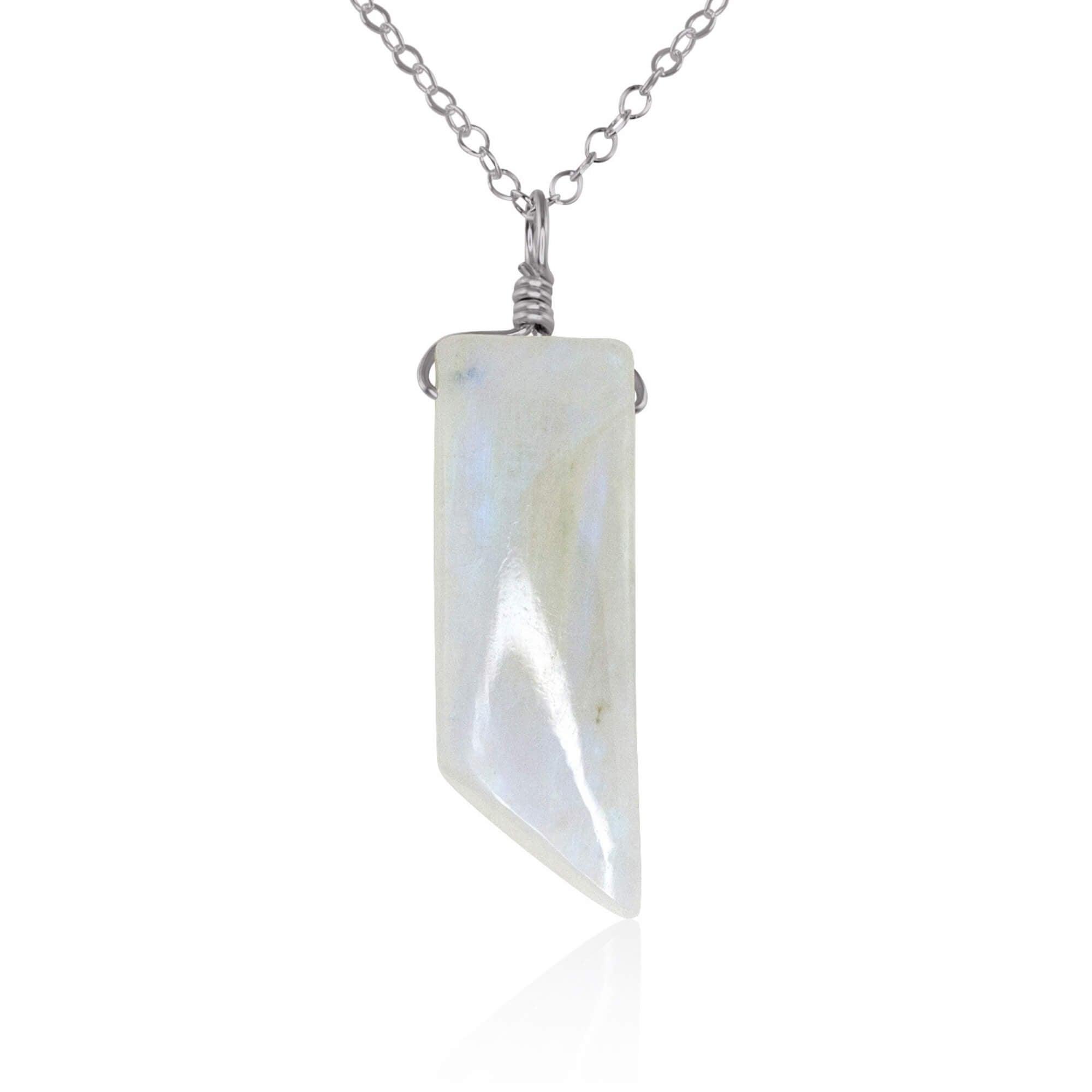 Natural Rainbow Moonstone Point Crystal Necklace – Healing Stone Jewelry for Meditation, Energy Balancing & Spiritual Growth