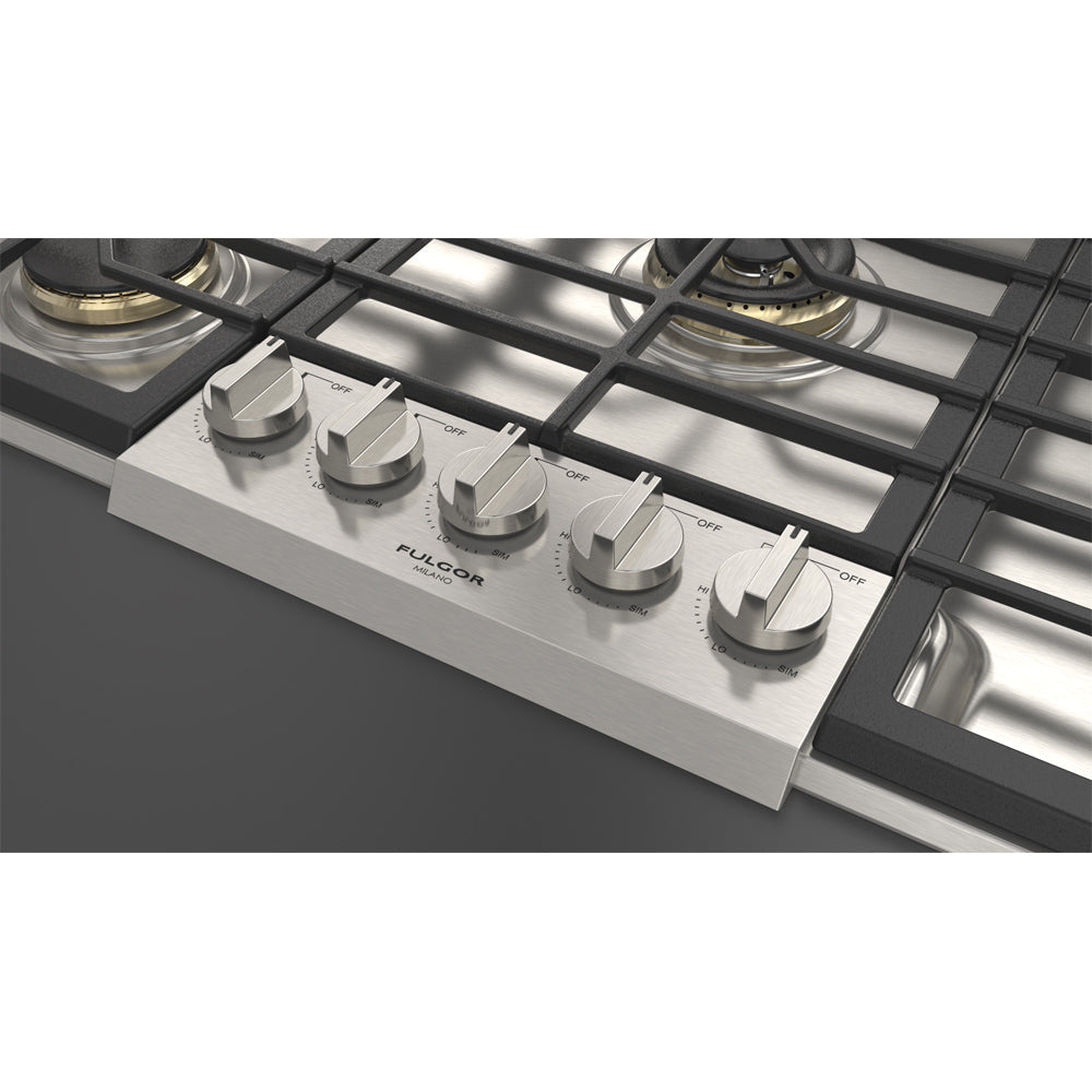 Fulgor Milano 36 Inch 600 Series 5-Burner Gas Cooktop in Stainless Steel (F6PGK365S1) - Perfect for Modern Kitchens & Professional Cooking
