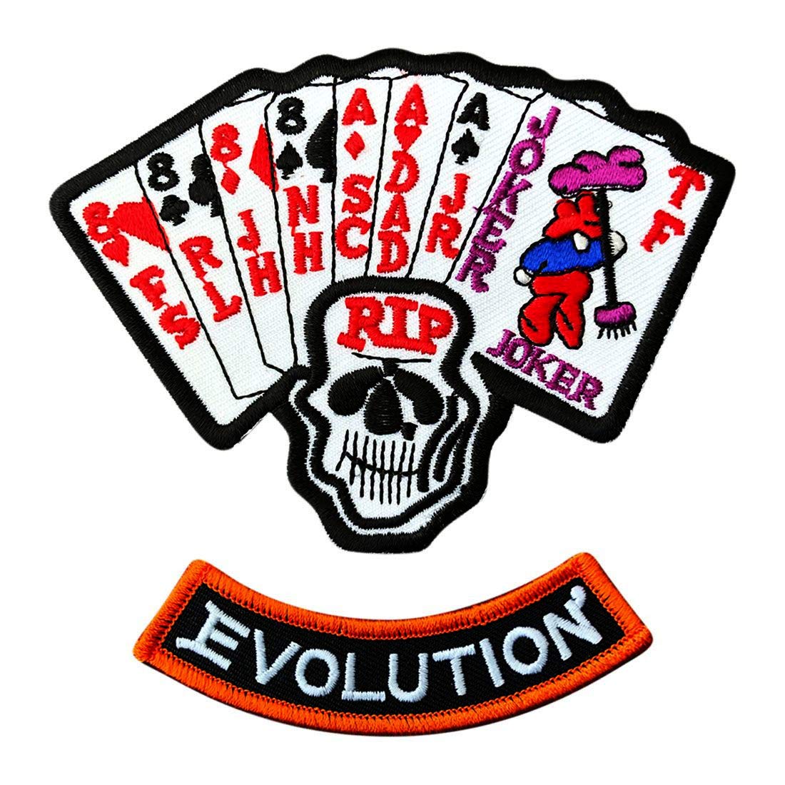 Ace Joker Dead Man's Hand Evolution Harley Quinn Marlboro Man Movie Embroidered Iron-On Patches (2PC Set) - Perfect for Jackets, Vests, Backpacks & Cosplay Costumes