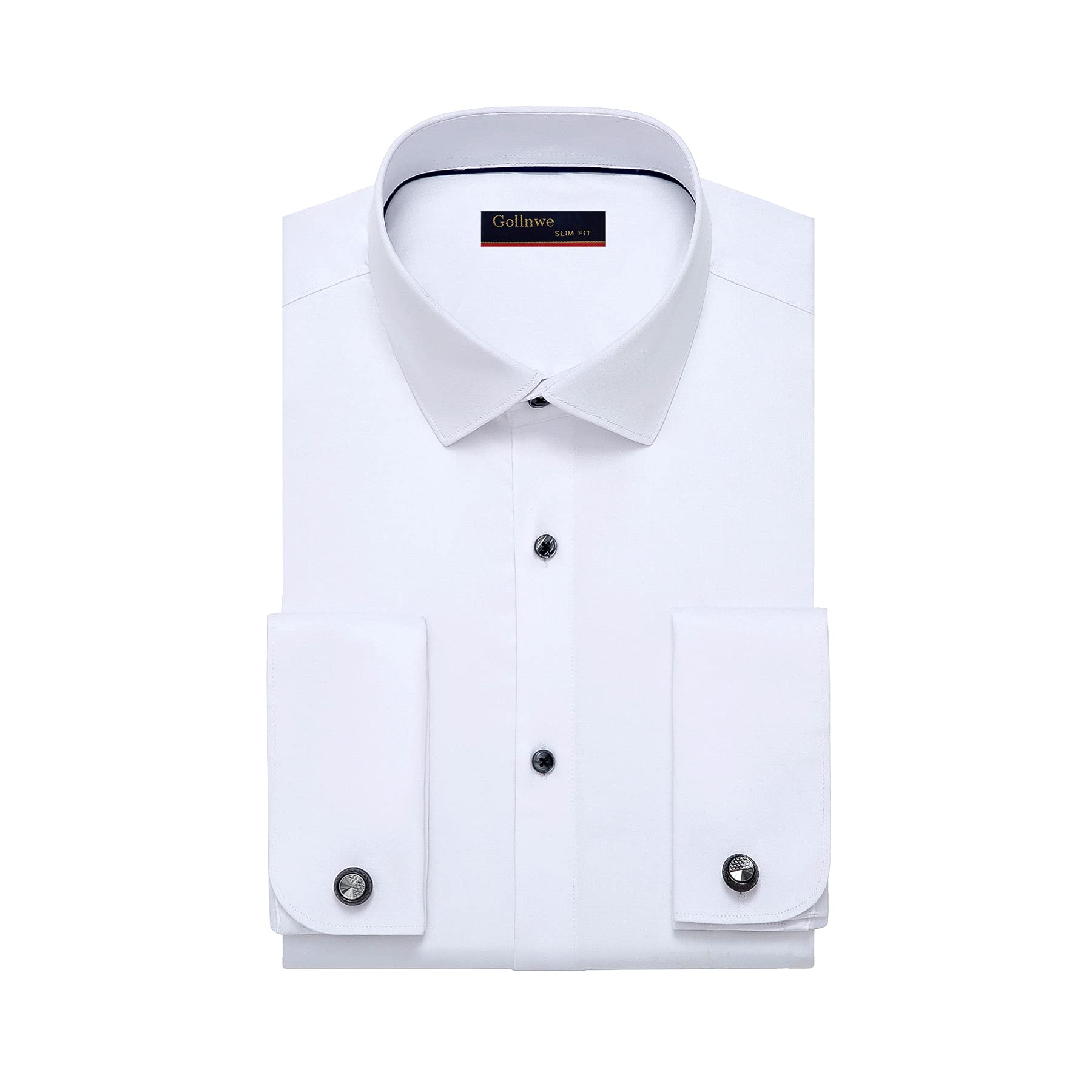 Premium Slim Fit French Cuff Dress Shirt for Men | Spread Collar Formal Shirt with Metal Cufflinks | Perfect for Business Meetings, Weddings & Special Occasions