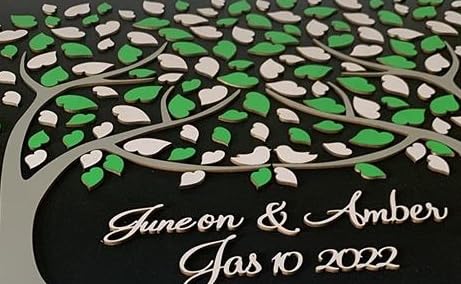 3D Wooden Heart Tree Guest Book - Navy Blue Rustic Wedding Decor, Unique Alternative to Traditional Guest Books | Perfect for Weddings, Anniversaries & Couples' Keepsakes