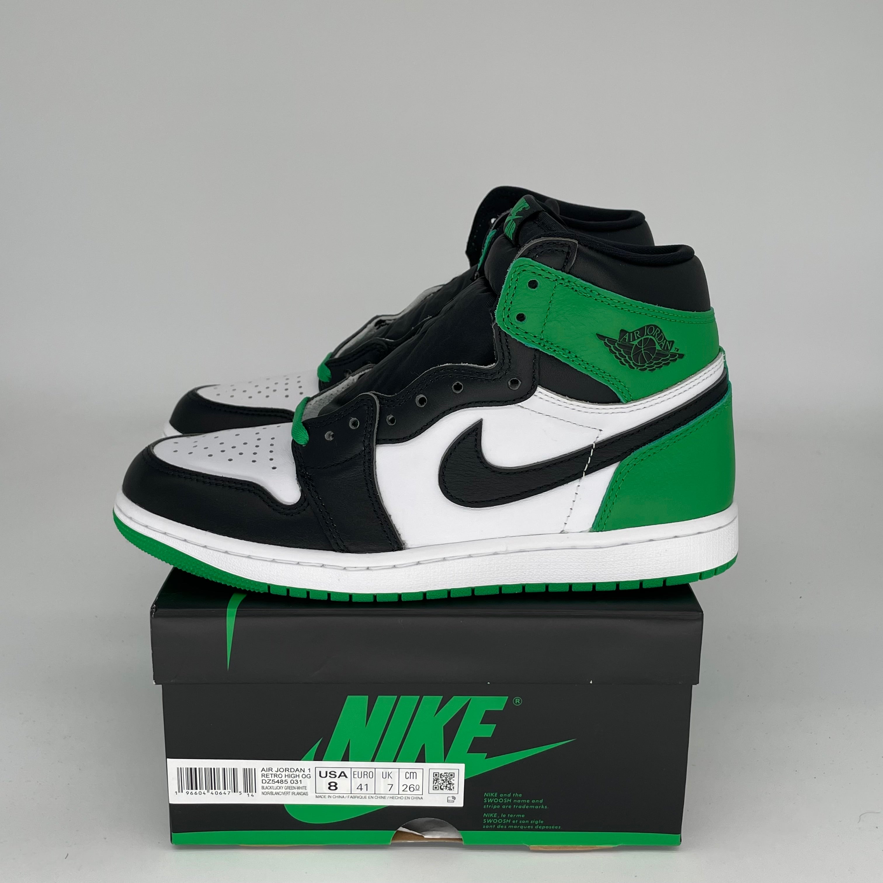 AIR JORDAN 1 LUCKY GREEN Men's Basketball Shoes - Size 8 (DZ5485-031) - Retro High Top Sneakers for Streetwear & Casual Style