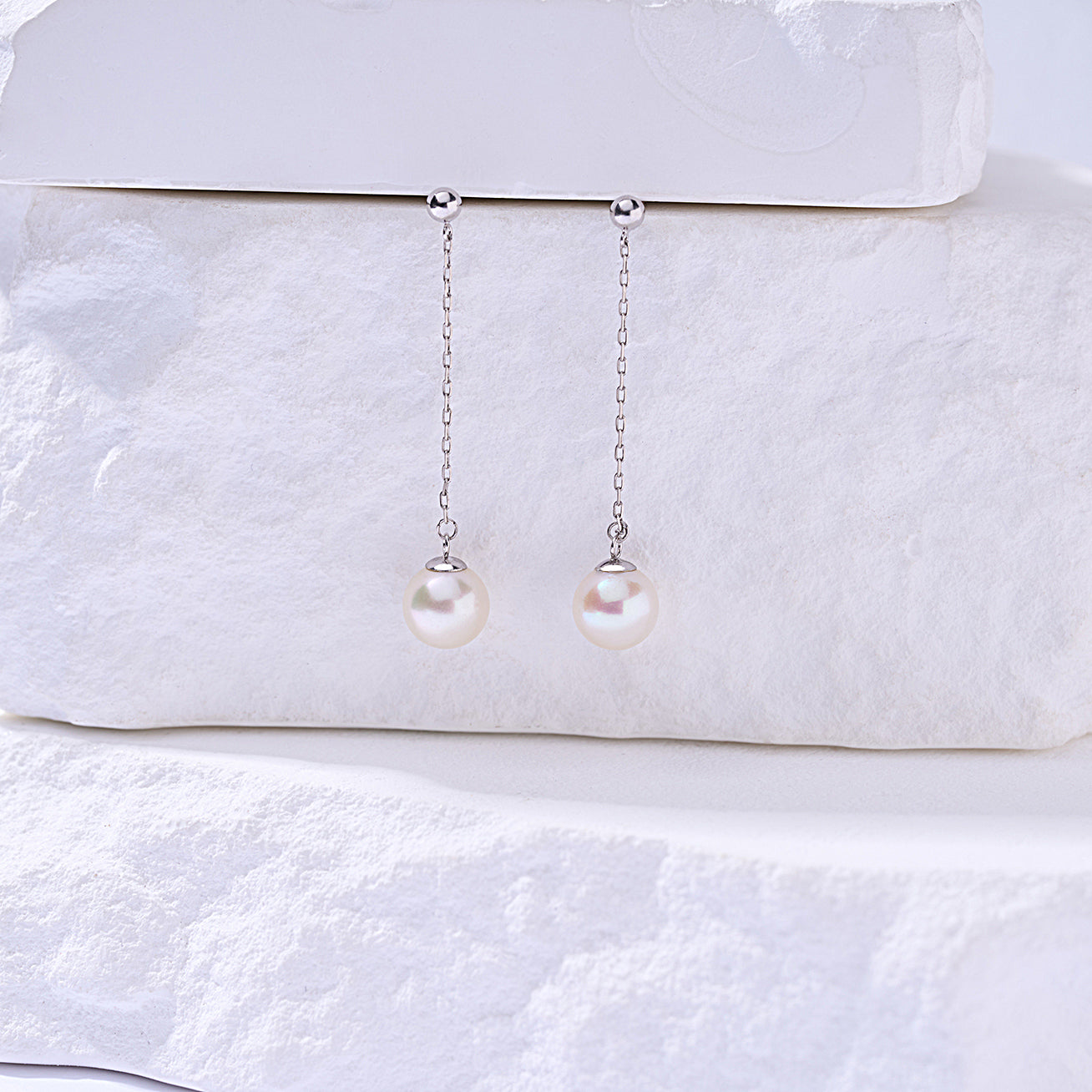 18K Gold Freshwater Pearl Earrings for Women - Elegant Dangle Pearl Jewelry Gift for Wedding, Anniversary & Special Occasions